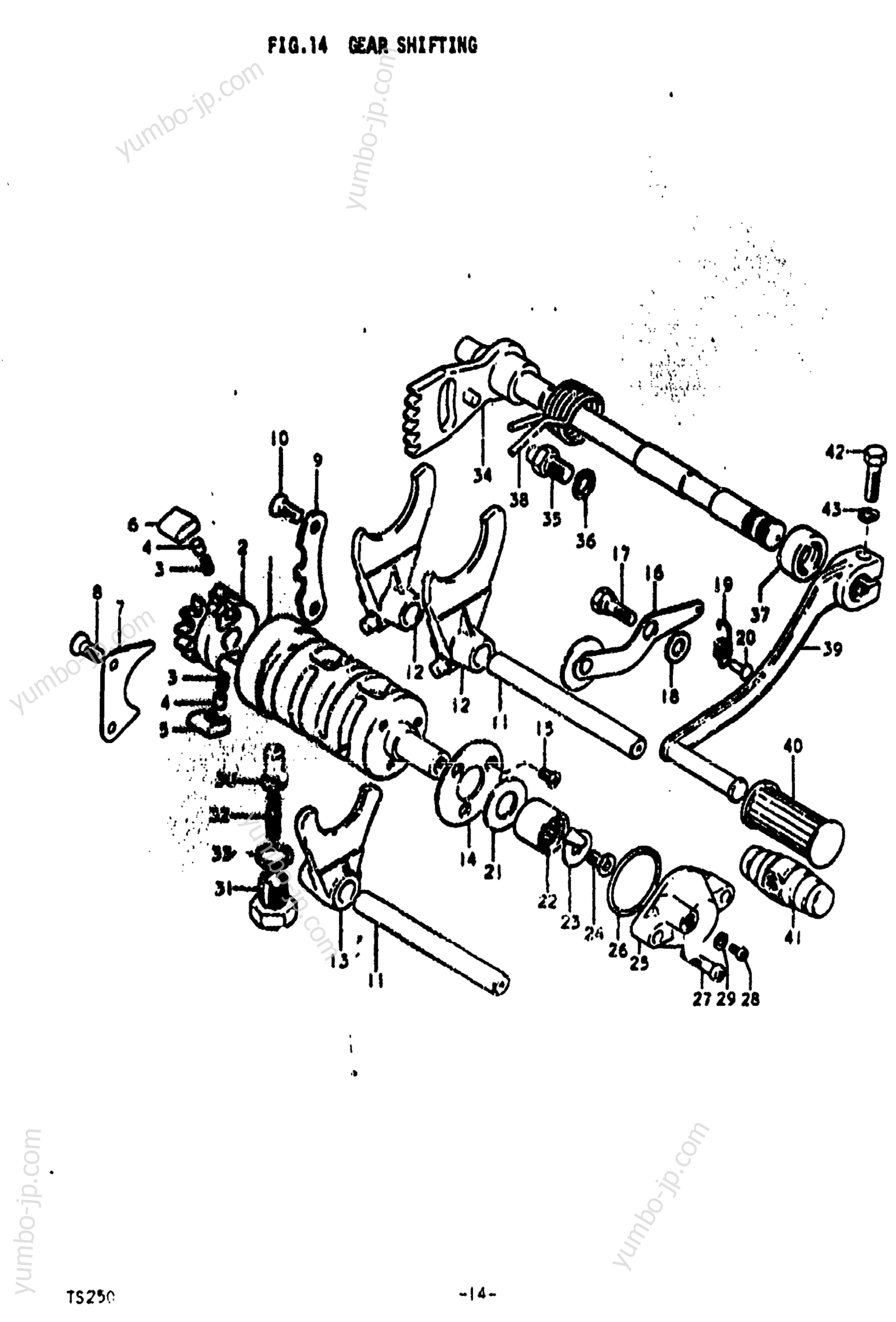 GEAR SHIFTING for motorcycles SUZUKI TS250 1973 year