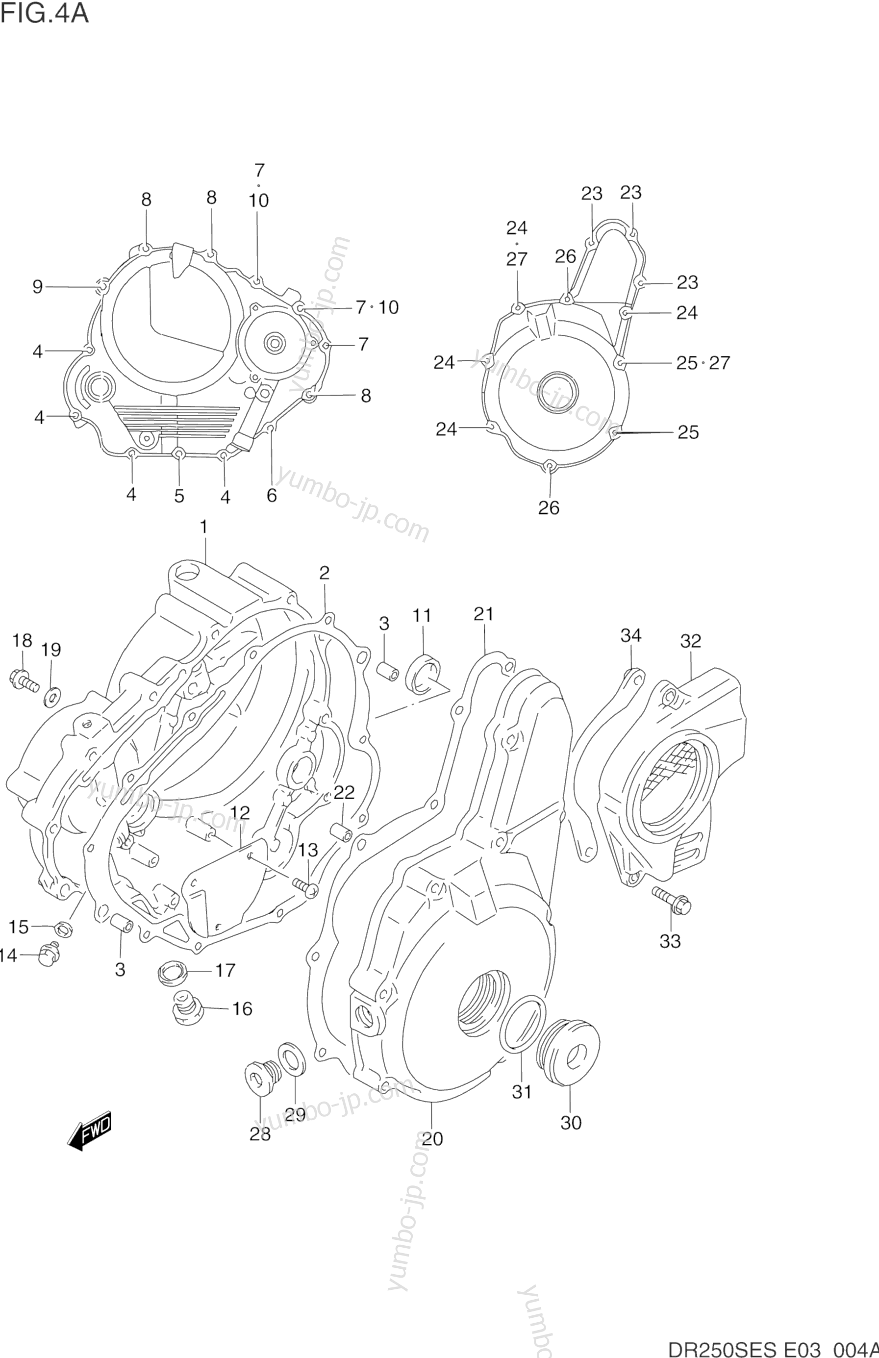 CRANKCASE COVER (MODEL P/R/S) for motorcycles SUZUKI DR250SE 1994 year