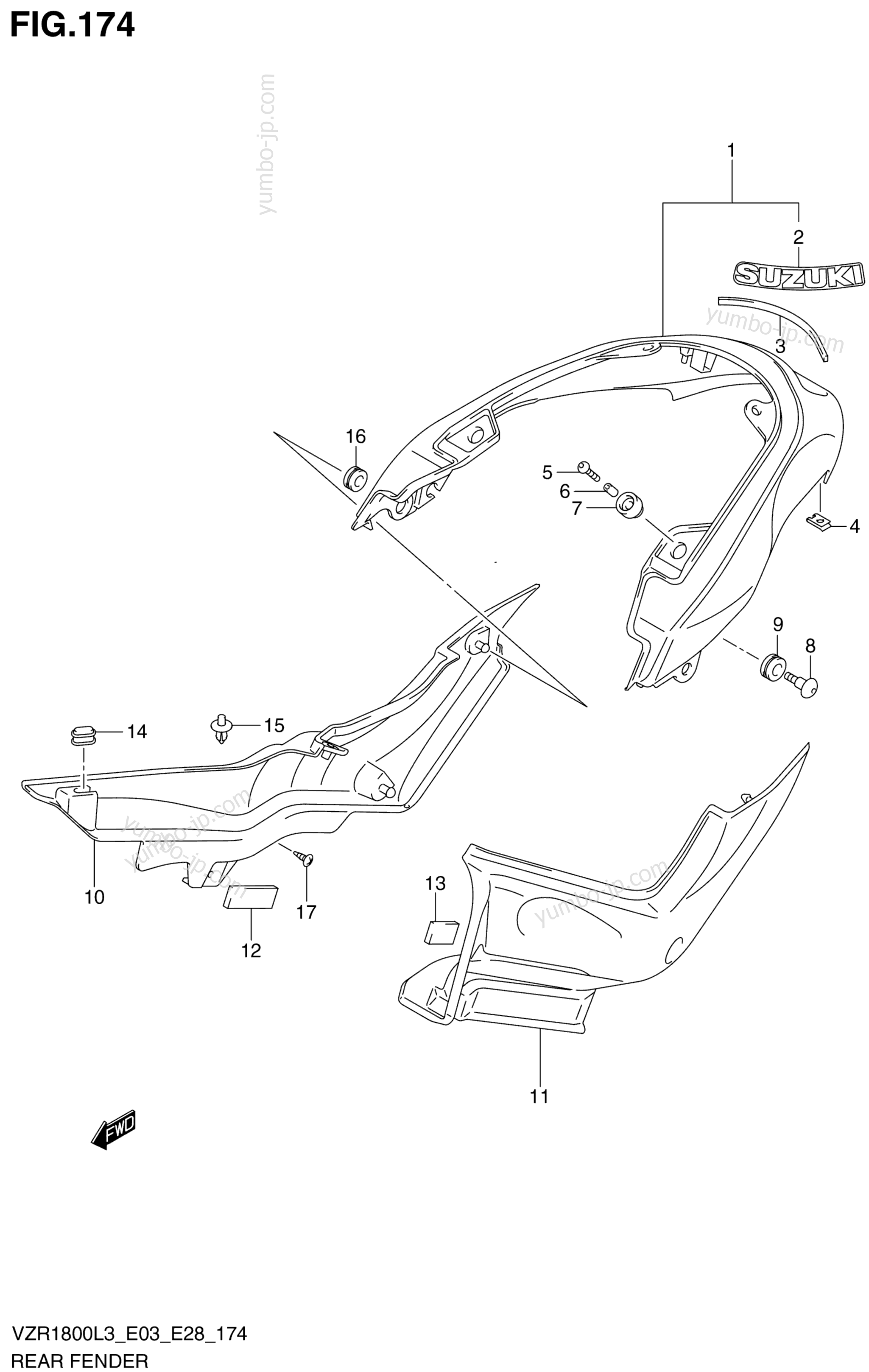 REAR FENDER (VZR1800L3 E03) for motorcycles SUZUKI VZR1800 2013 year