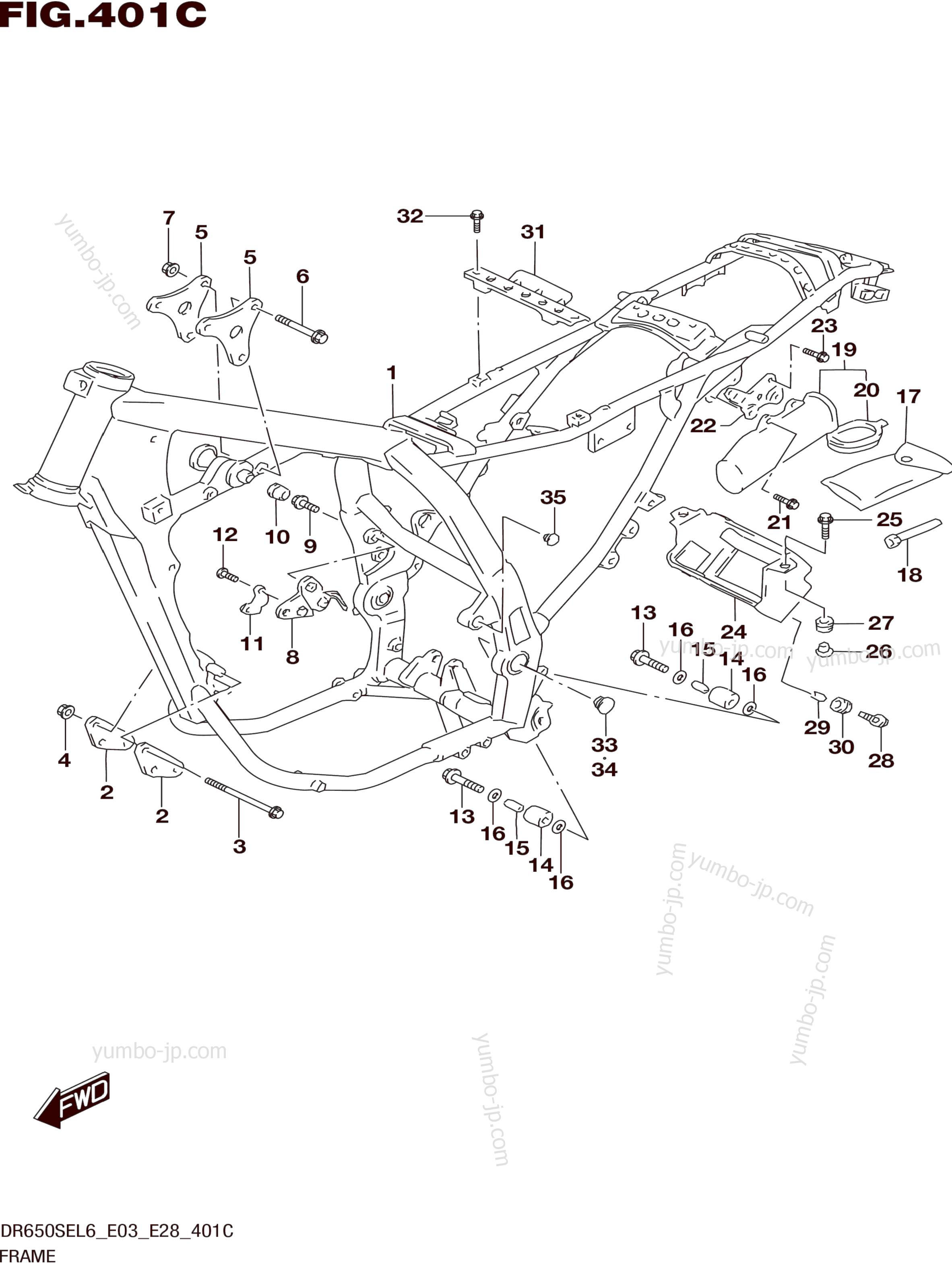 FRAME (DR650SEL6 E33) for motorcycles SUZUKI DR650SE 2016 year