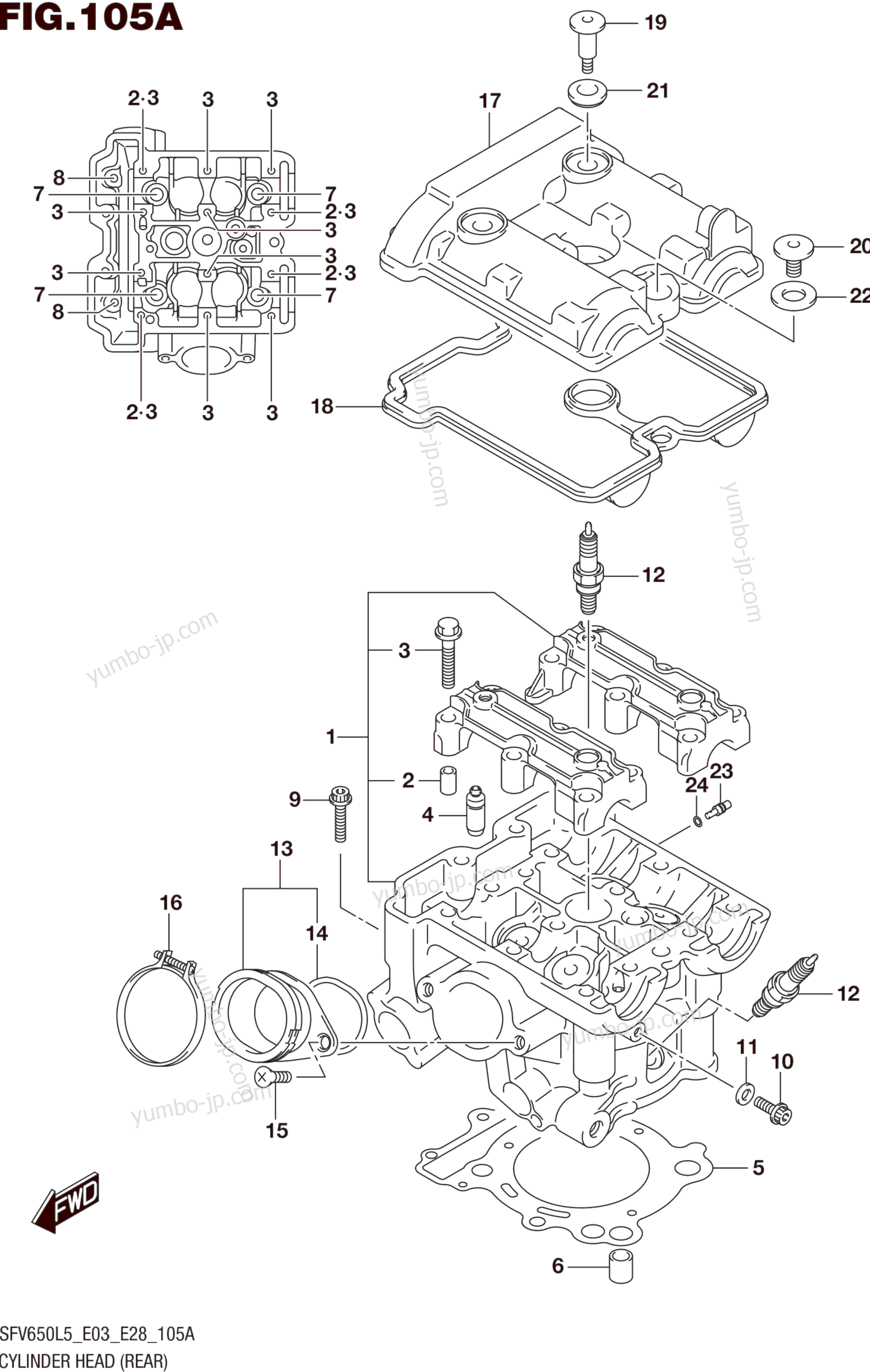 CYLINDER HEAD (REAR) для мотоциклов SUZUKI SFV650 2015 г.