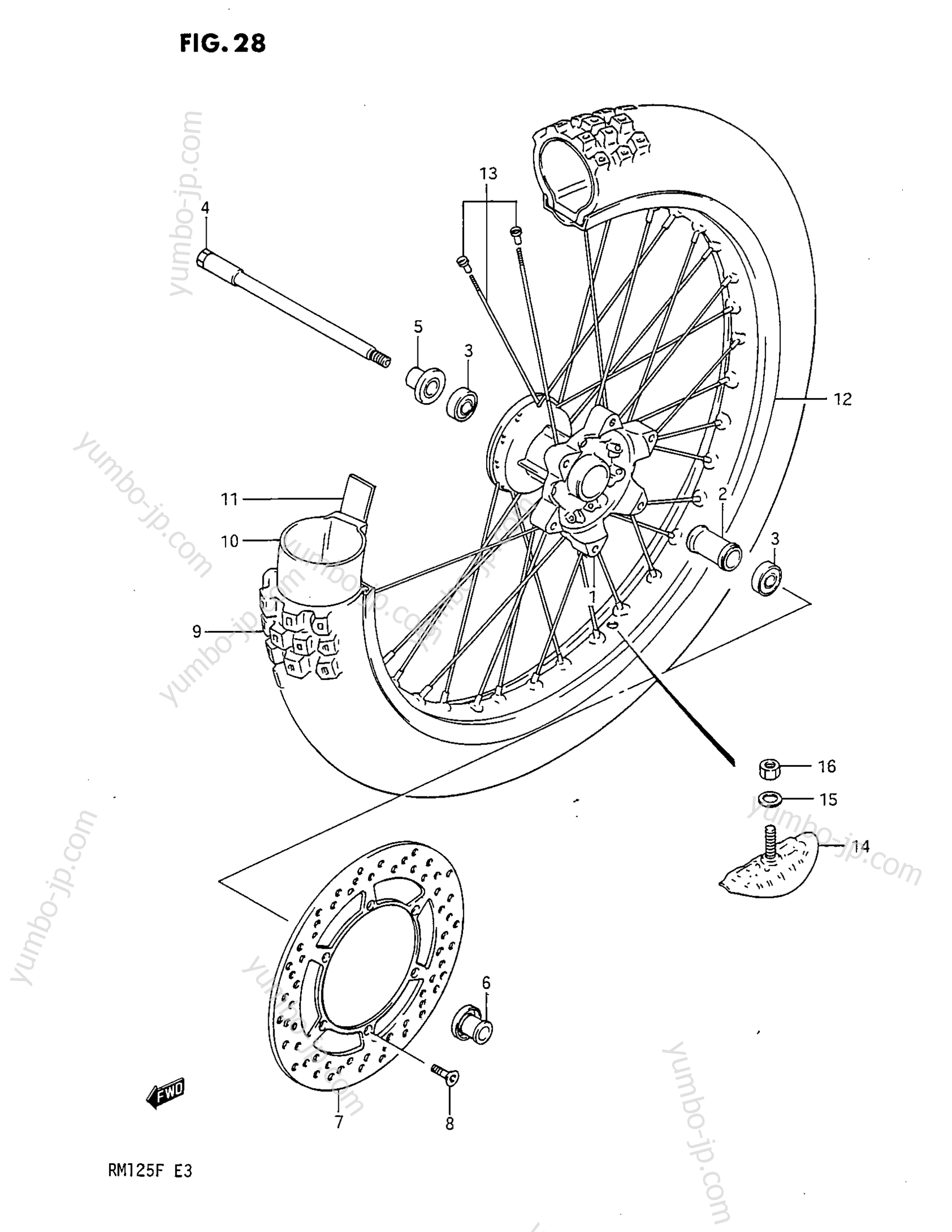 FRONT WHEEL (MODEL F) for motorcycles SUZUKI RM125 1985 year