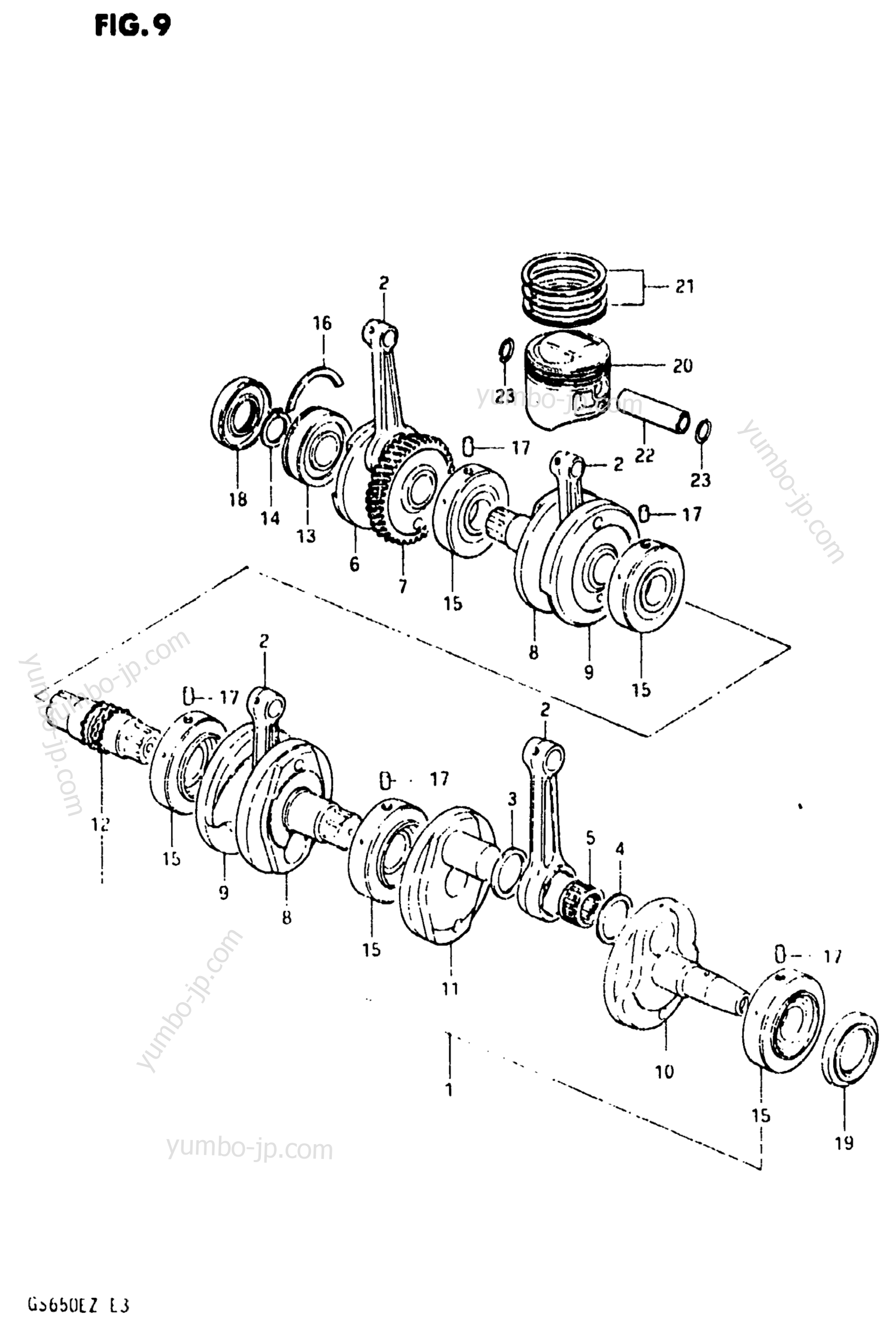 CRANKSHAFT for motorcycles SUZUKI GS650E 1982 year