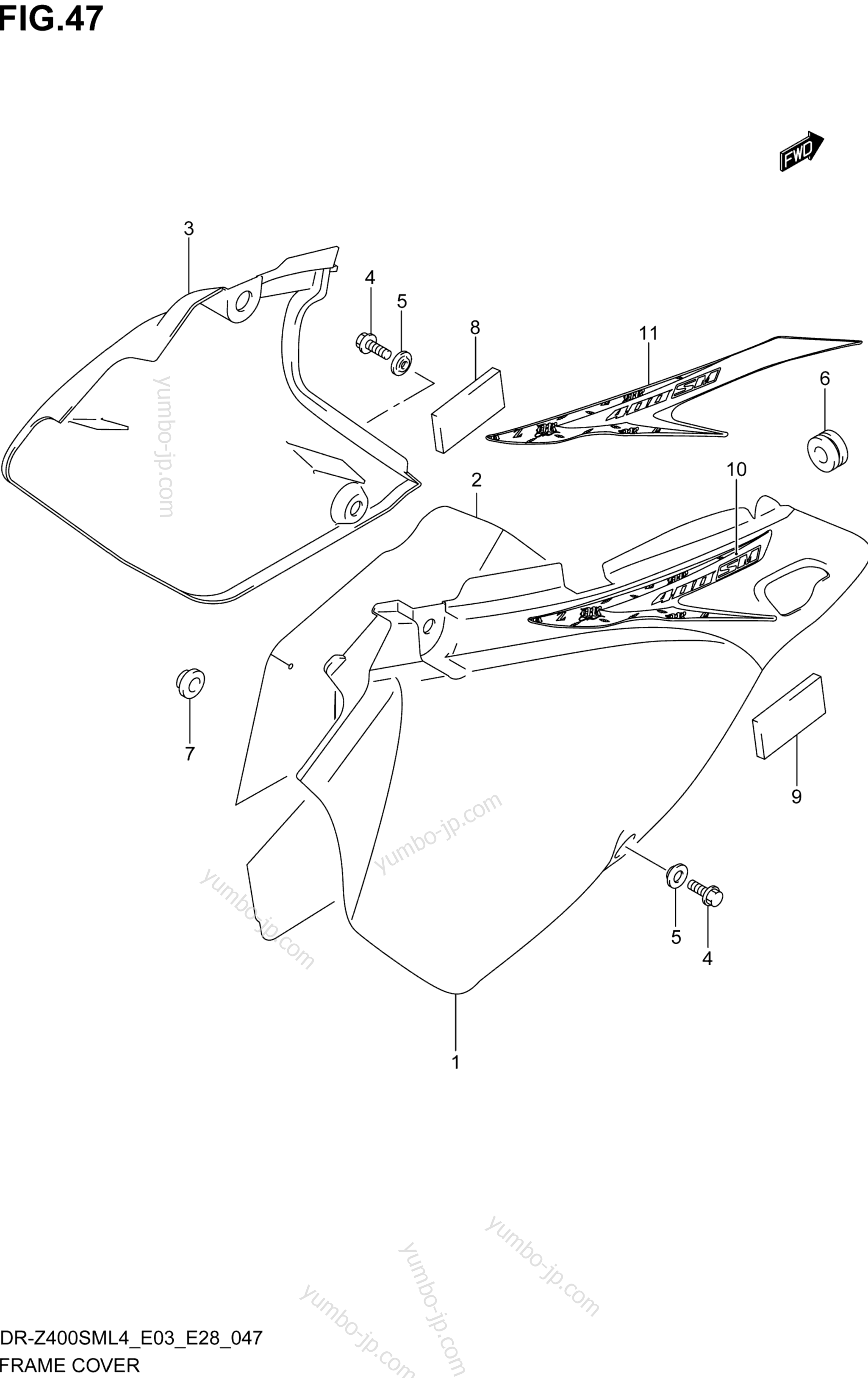 FRAME COVER (DR-Z400SML4 E03) для мотоциклов SUZUKI DR-Z400SM 2014 г.