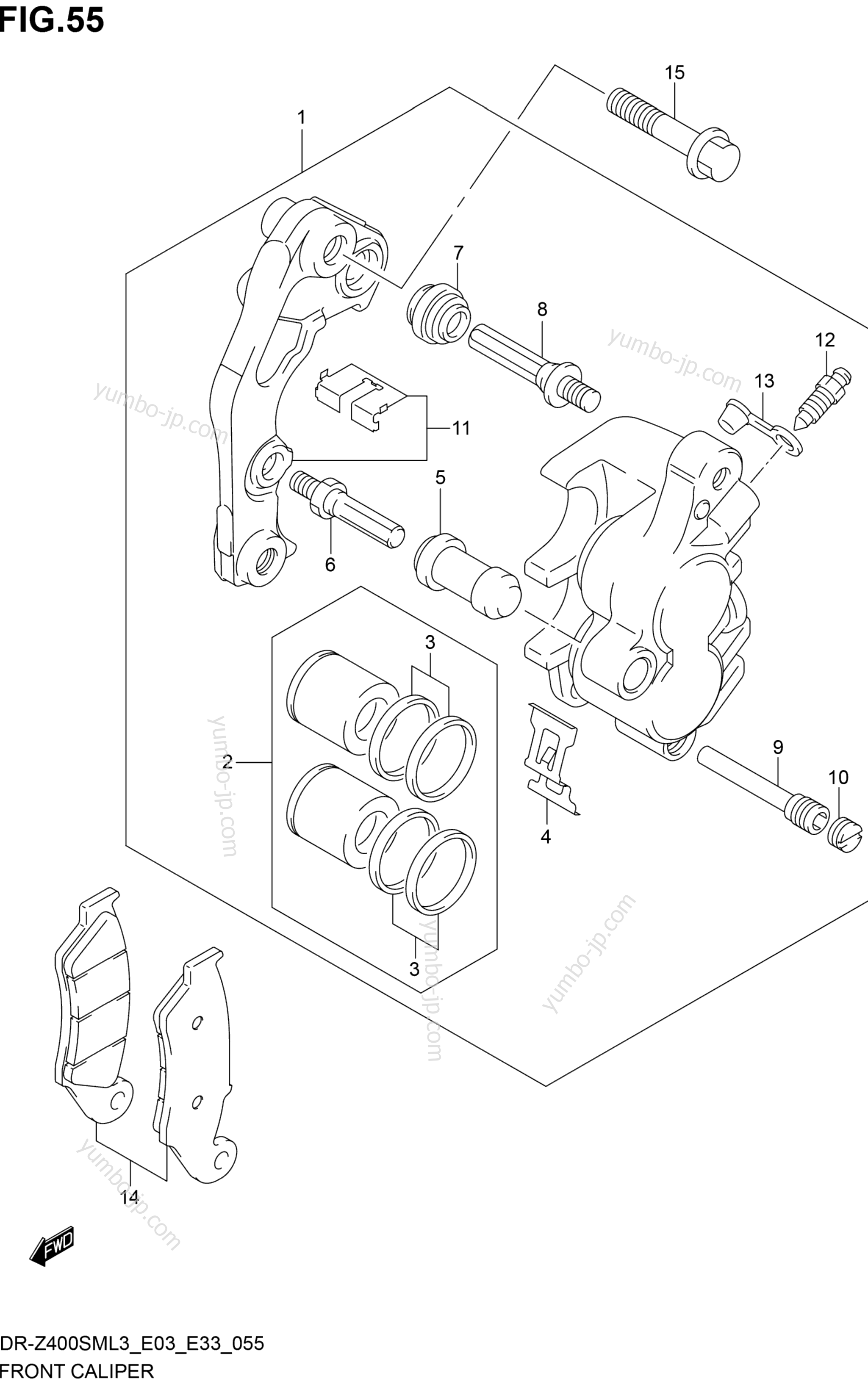 FRONT CALIPER for motorcycles SUZUKI DR-Z400SM 2013 year