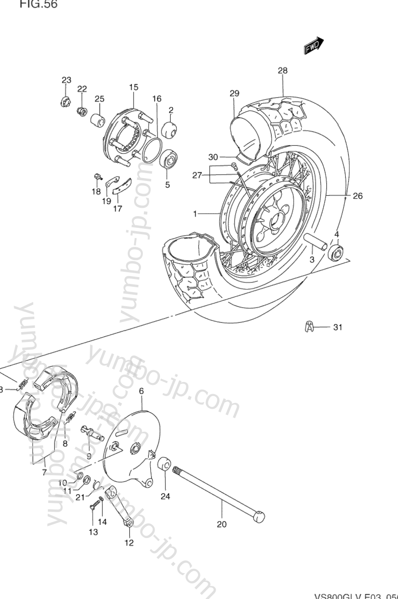 REAR WHEEL для мотоциклов SUZUKI Intruder (VS800GL) 1997 г.