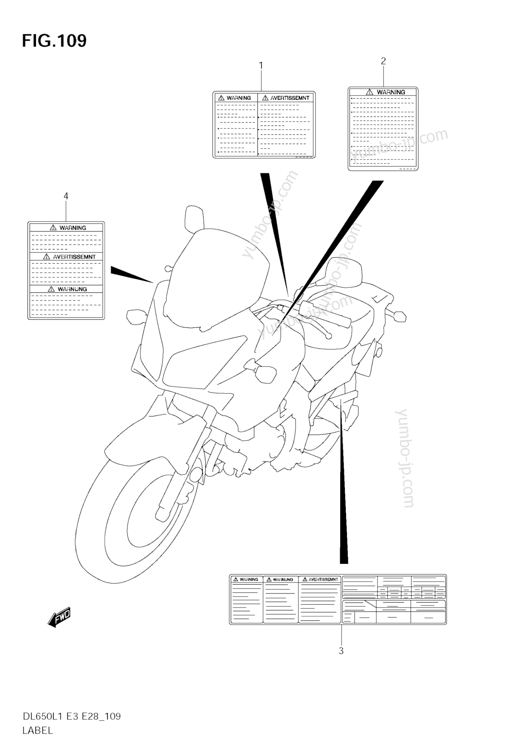 LABEL (DL650 L1 E28) for motorcycles SUZUKI V-Strom (DL650) 2011 year