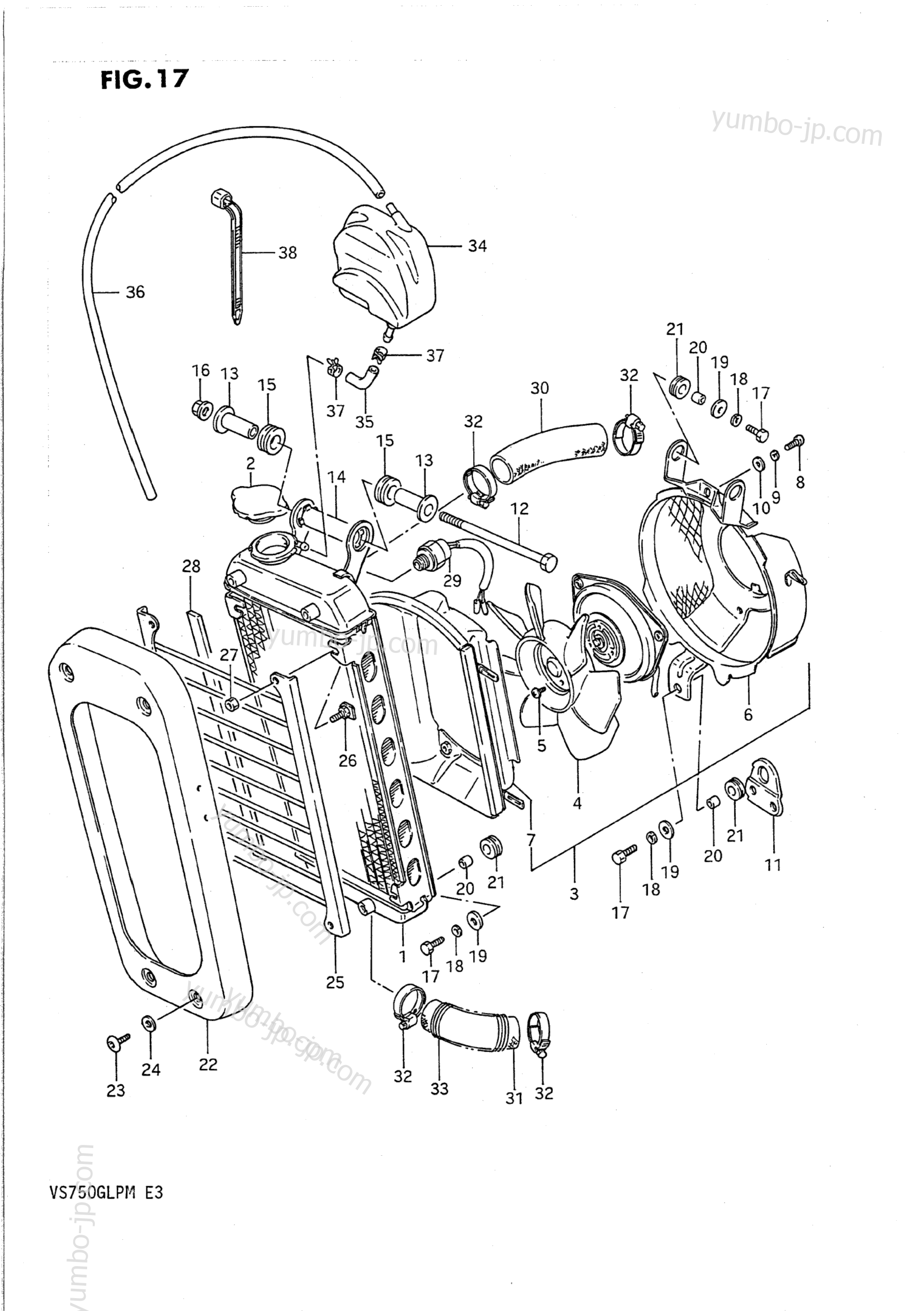 RADIATOR for motorcycles SUZUKI Intruder (VS750GLP) 1989 year