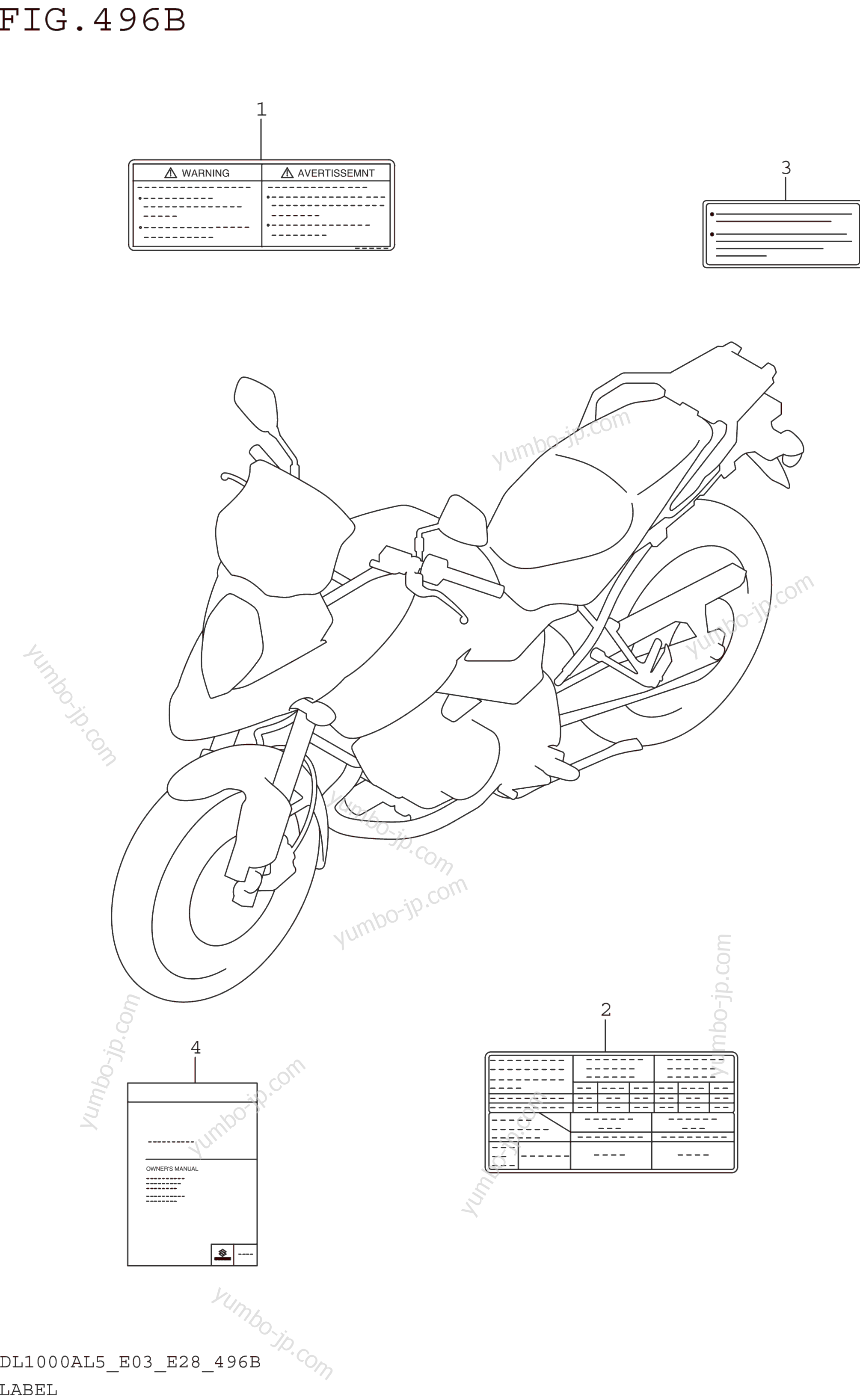 LABEL (DL1000AL5 E28) for motorcycles SUZUKI DL1000A 2015 year