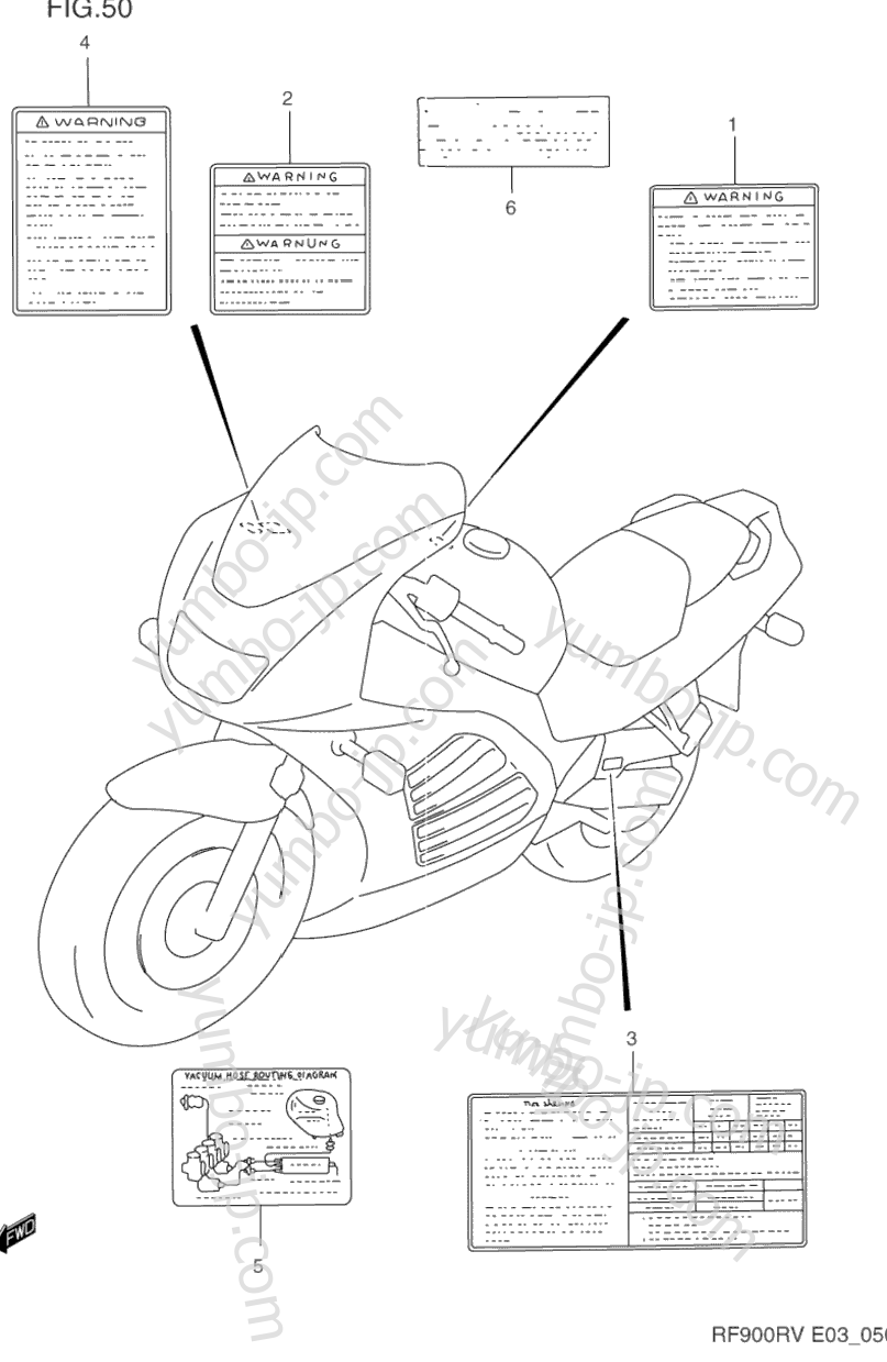 Эмблемы, наклейки для мотоциклов SUZUKI RF900R 1996 г.