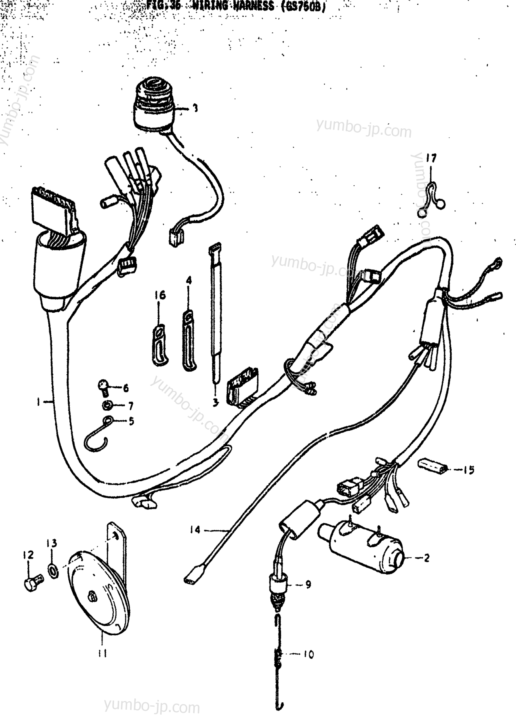 WIRING HARNESS (GS750B) for motorcycles SUZUKI GS750 1978 year