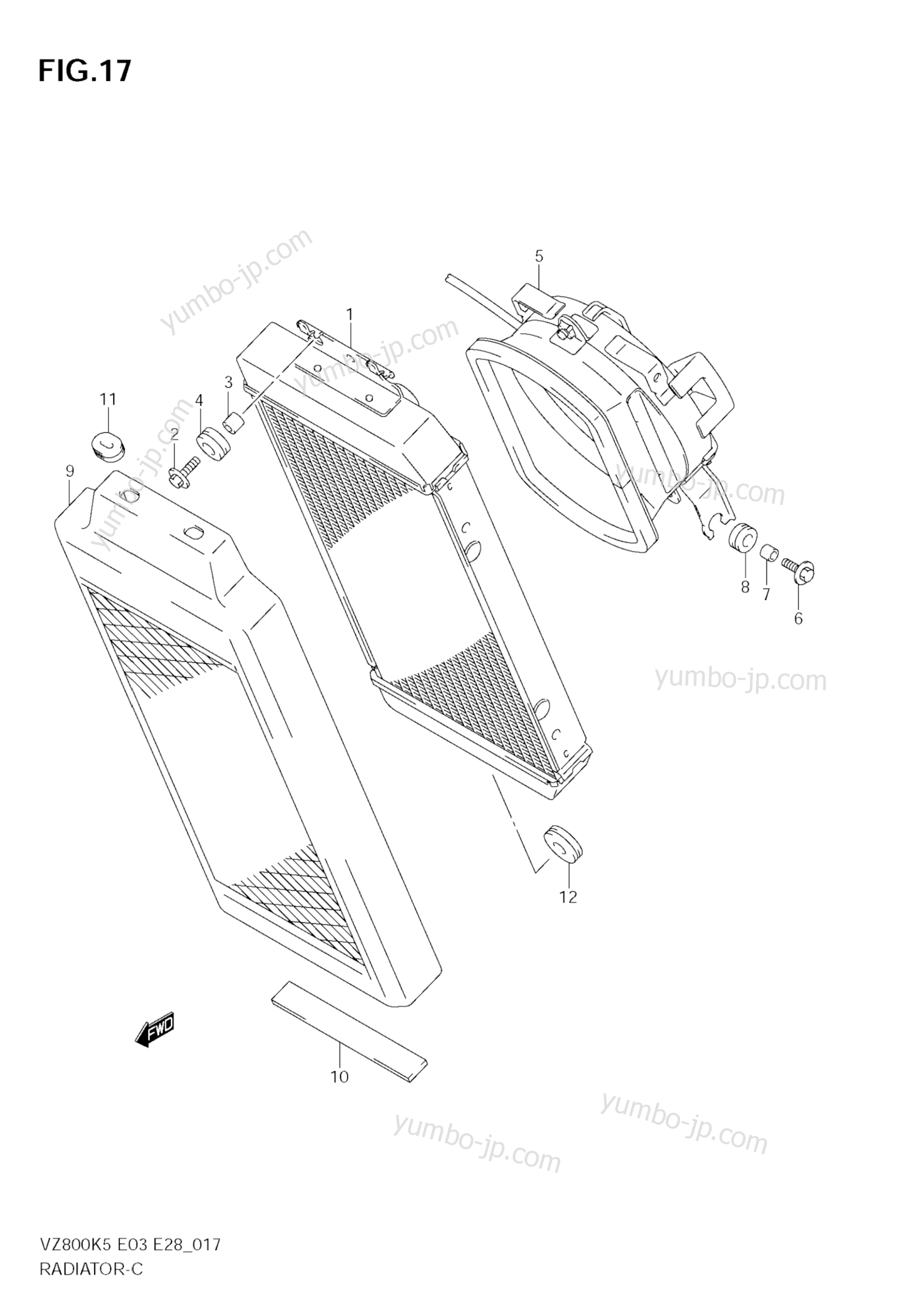 RADIATOR для мотоциклов SUZUKI Boulevard M50 (VZ800) 2006 г.