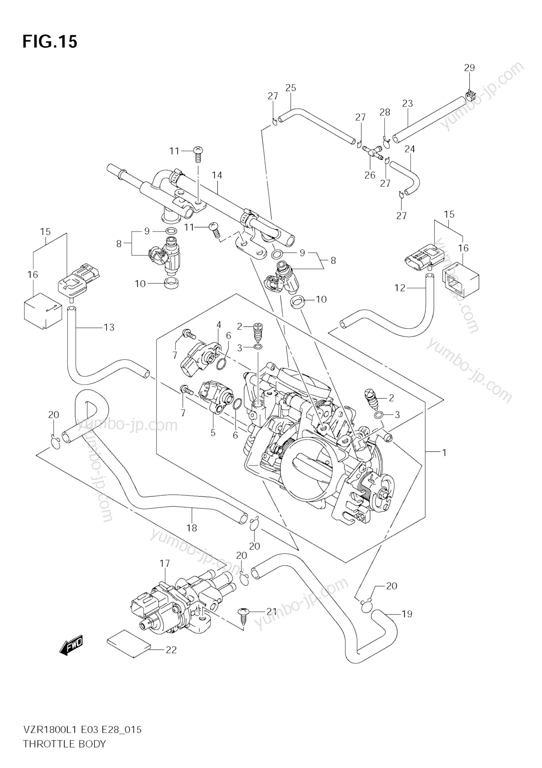 THROTTLE BODY (VZR1800 L1 E33) для мотоциклов SUZUKI Boulevard M109R (VZR1800) 2011 г.