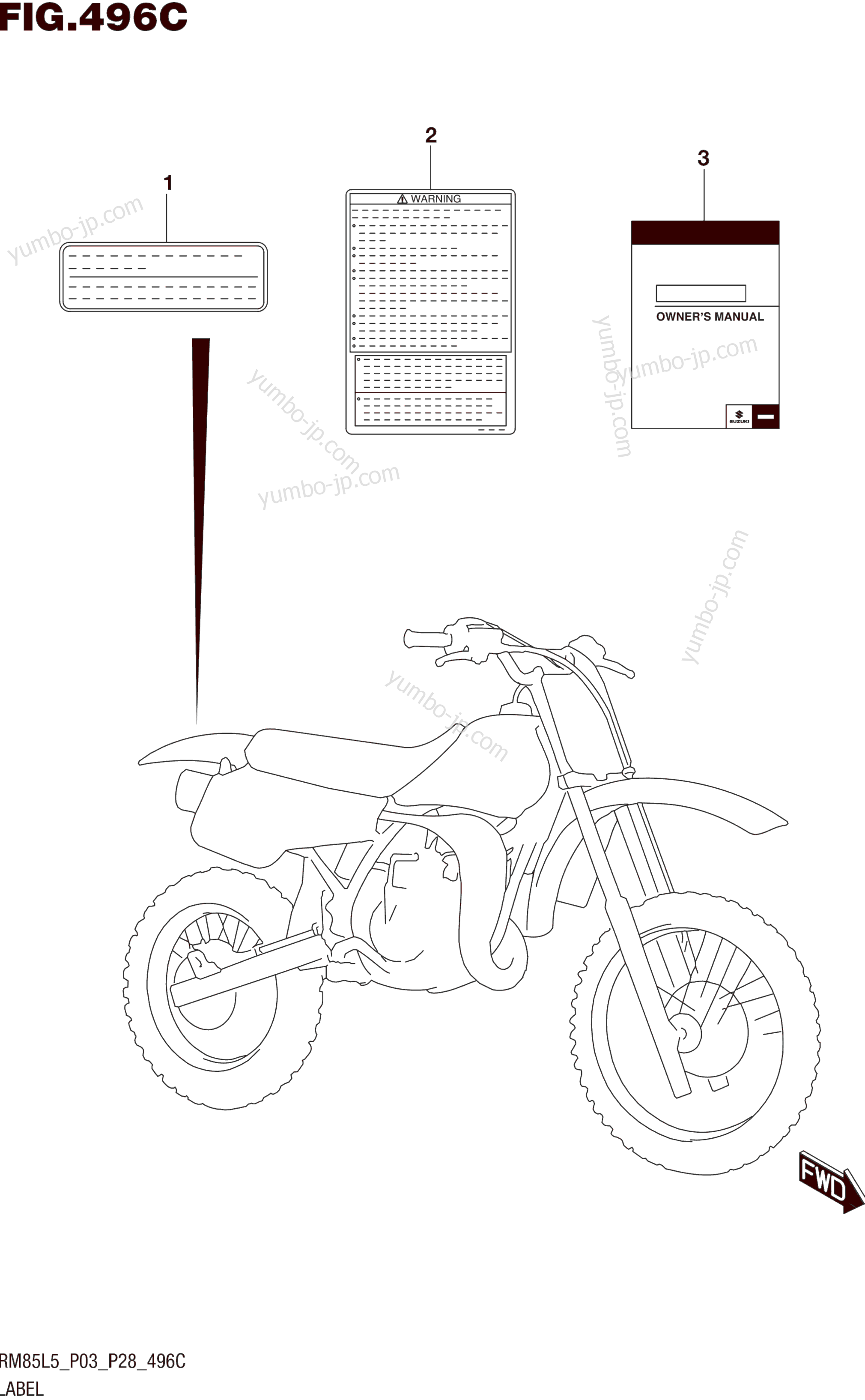 LABEL (RM85LL5 P28) для мотоциклов SUZUKI RM85 2015 г.