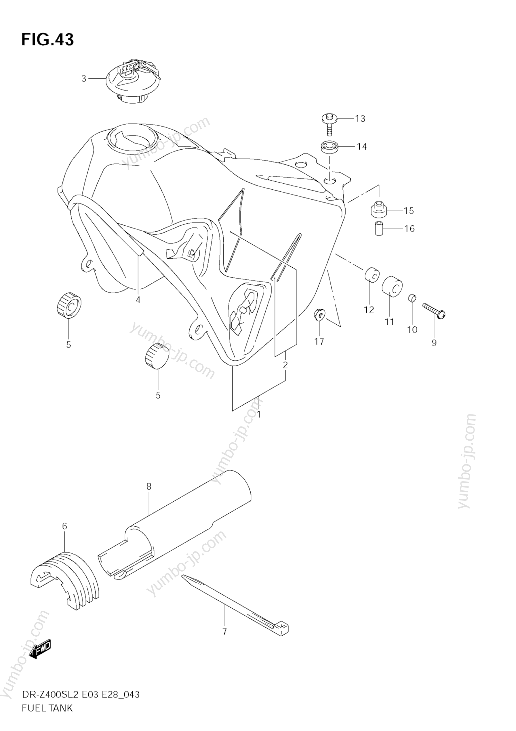 FUEL TANK (E28) для мотоциклов SUZUKI DR-Z400S 2012 г.