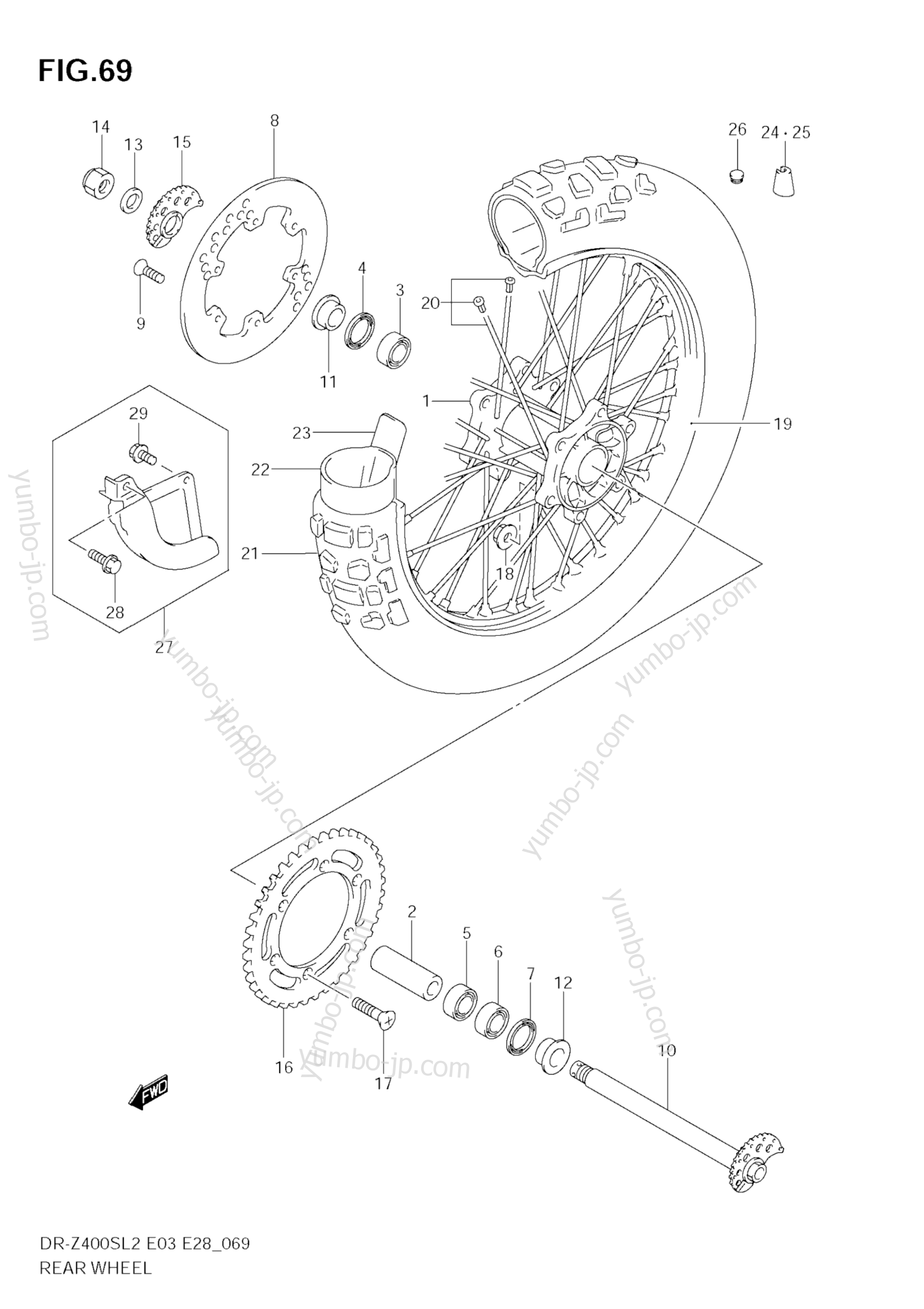 REAR WHEEL для мотоциклов SUZUKI DR-Z400S 2012 г.