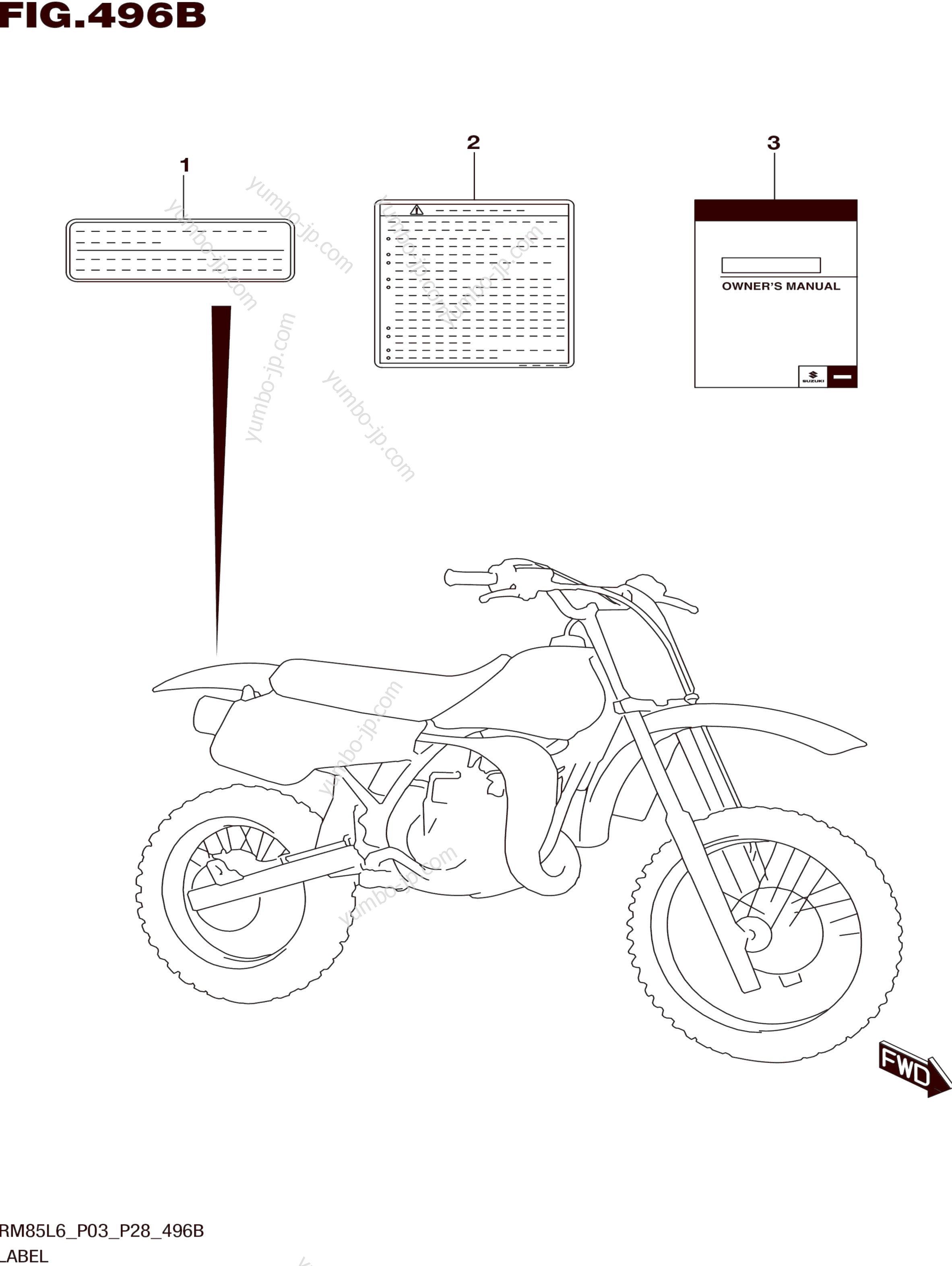 LABEL (RM85L6 P28) для мотоциклов SUZUKI RM85 2016 г.