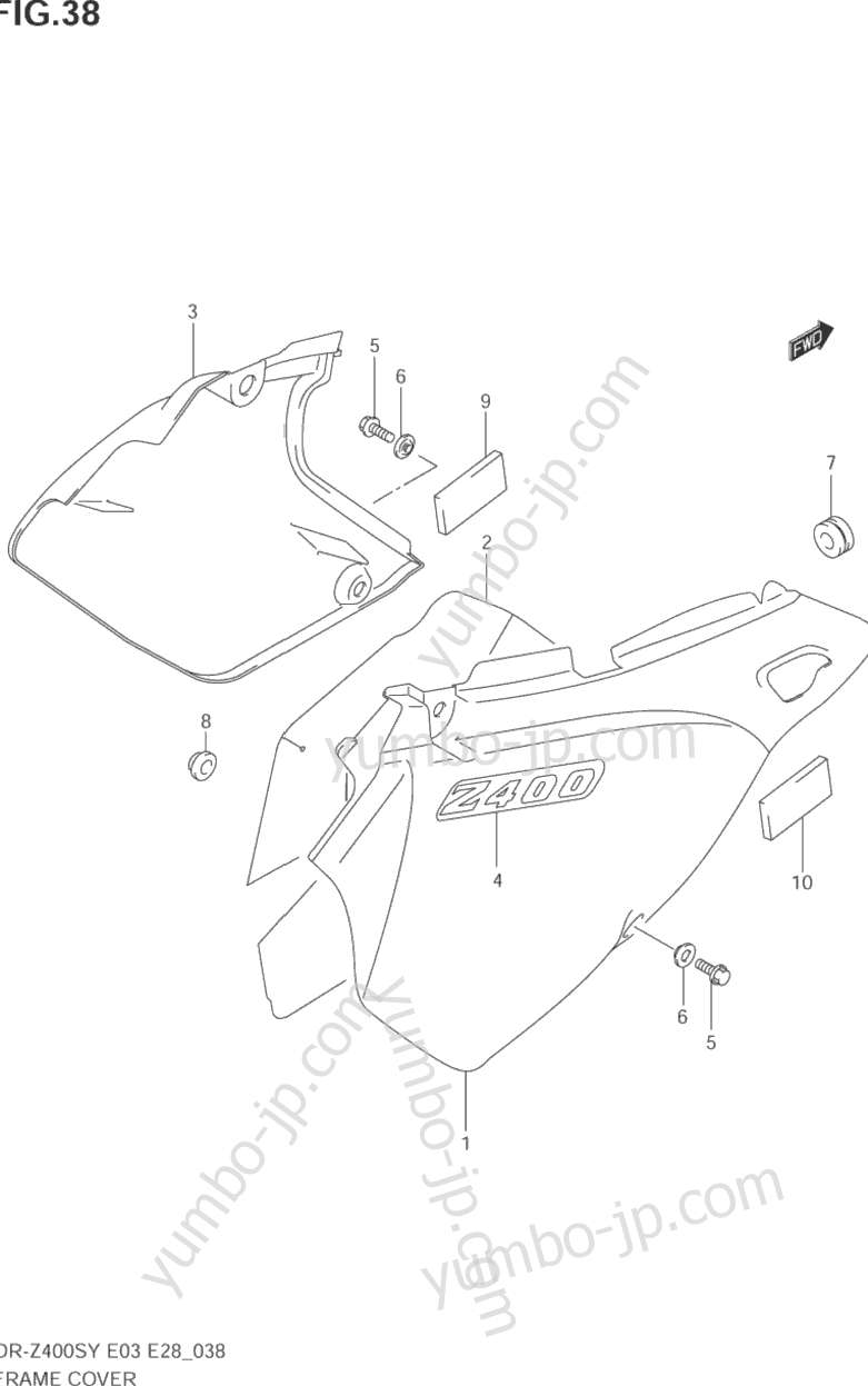 FRAME COVER (MODEL Y) for motorcycles SUZUKI DR-Z400S 2004 year