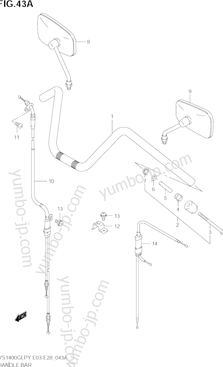 HANDLEBAR (MODEL Y/K1/K2/K3) for motorcycles SUZUKI Intruder (VS1400GLP) 2002 year