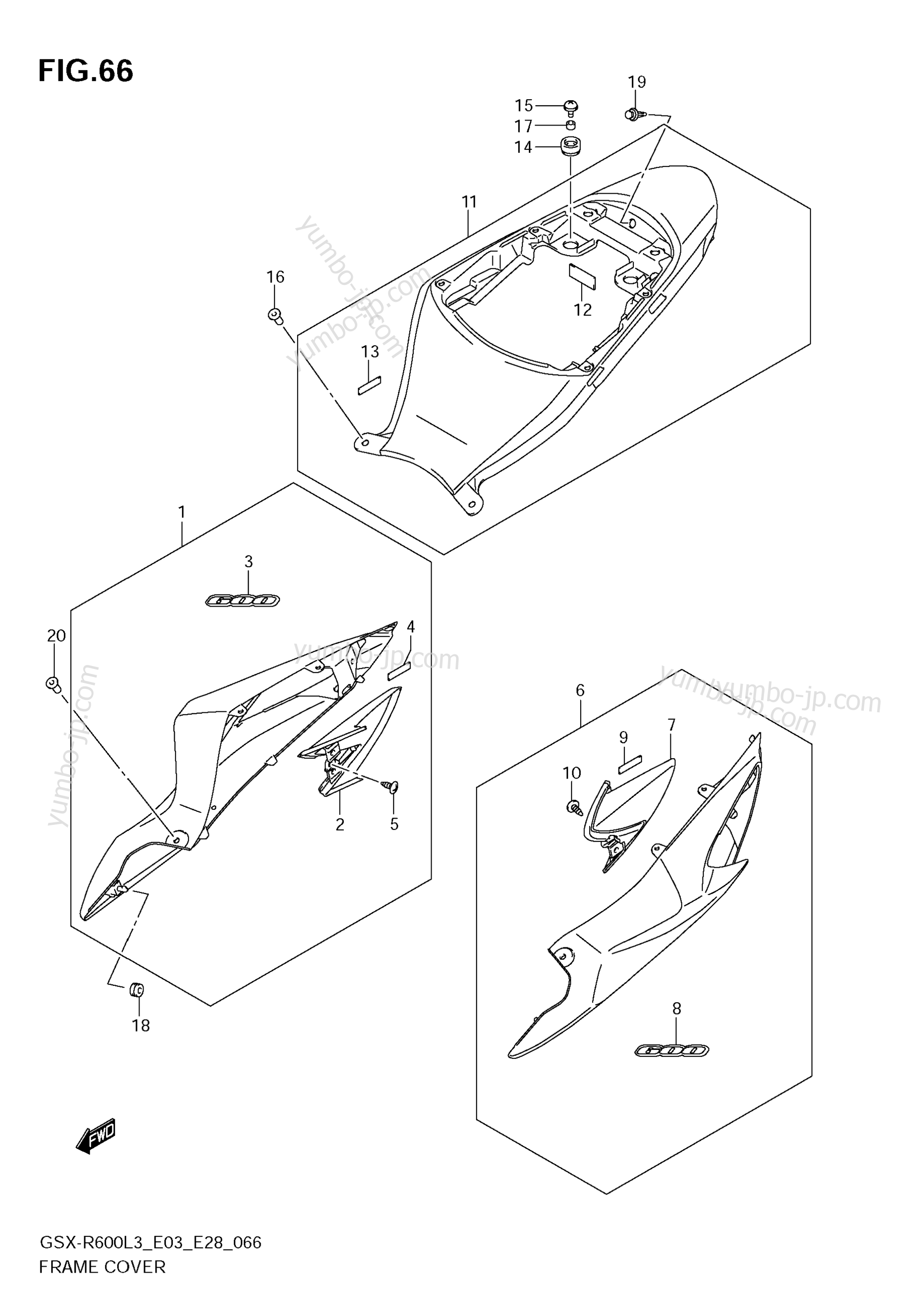 FRAME COVER (AGS для мотоциклов SUZUKI GSX-R600 2013 г.