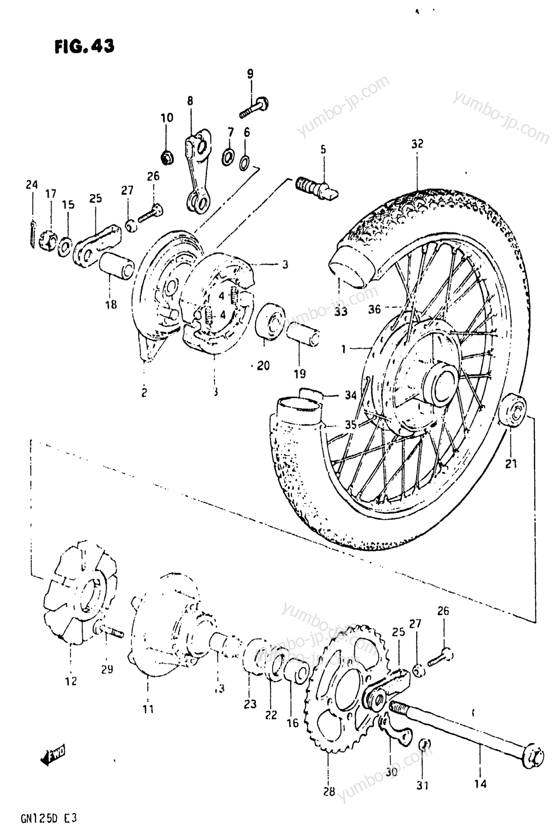 REAR WHEEL для мотоциклов SUZUKI GN125 1982 г.