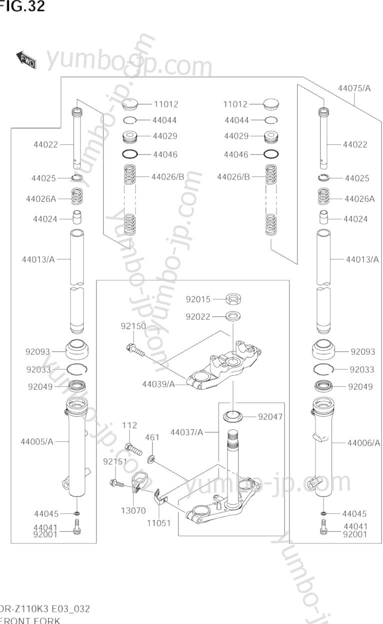 FRONT FORK for motorcycles SUZUKI DR-Z110 2004 year