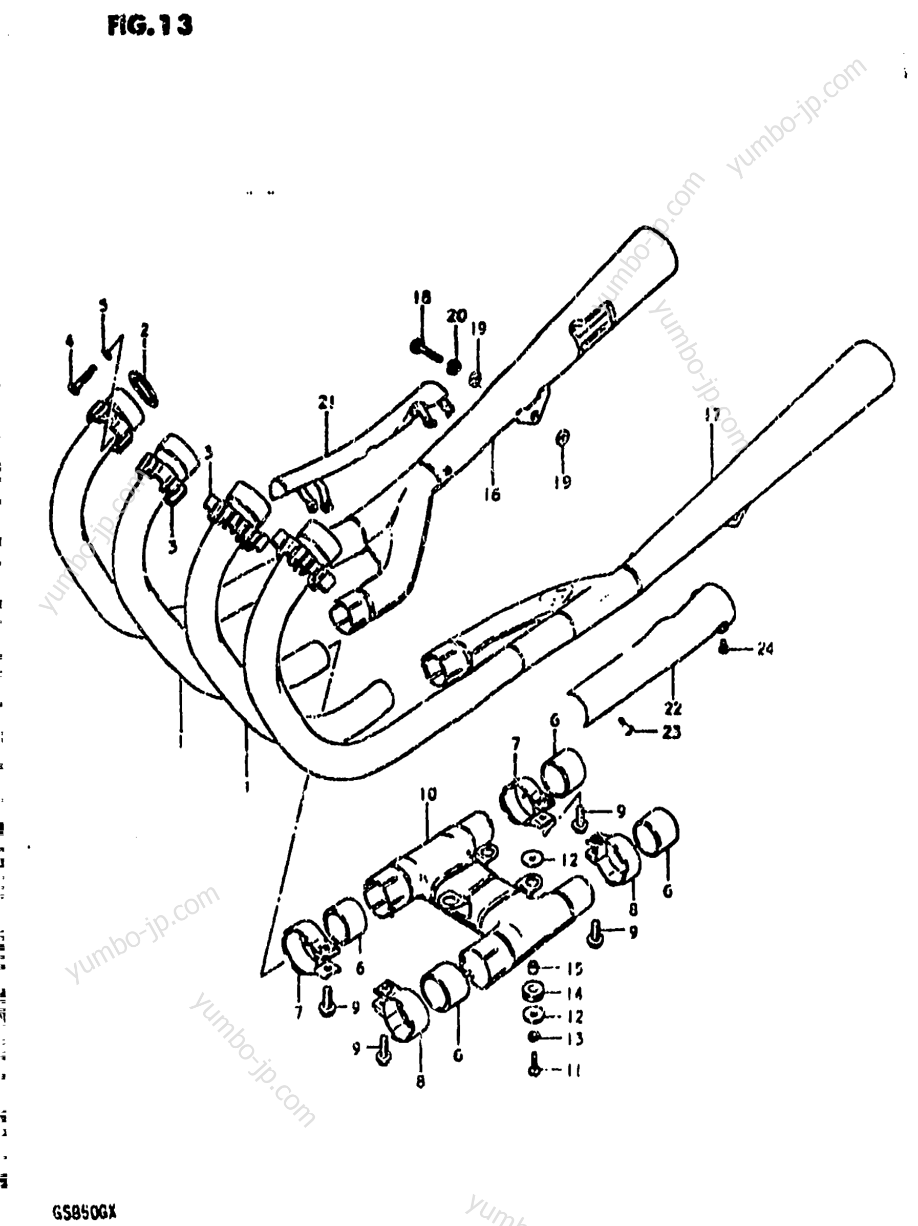 MUFFLER for motorcycles SUZUKI GS850G 1980 year