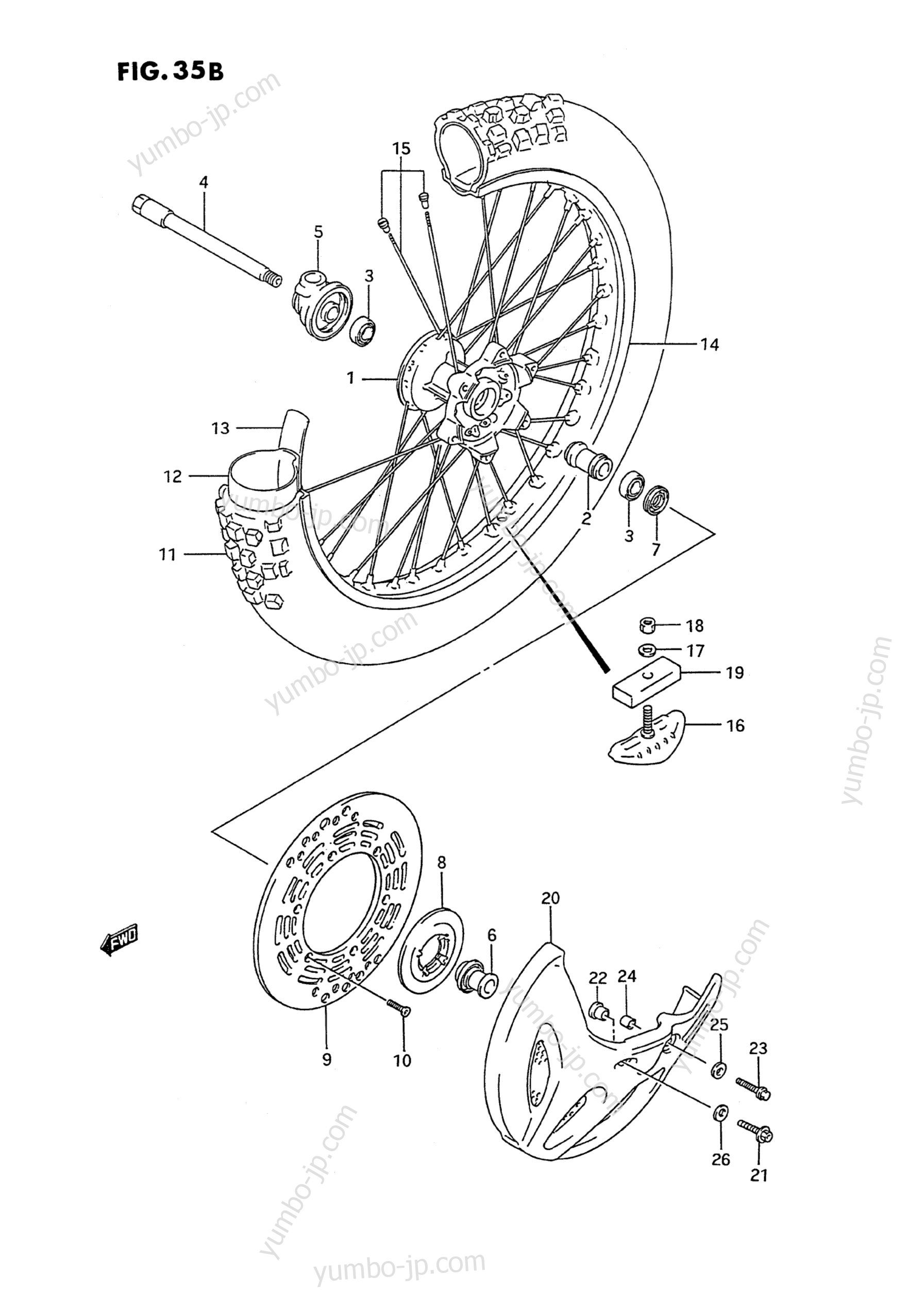 FRONT WHEEL (MODEL N/P/R/S) for motorcycles SUZUKI RMX250 1989 year