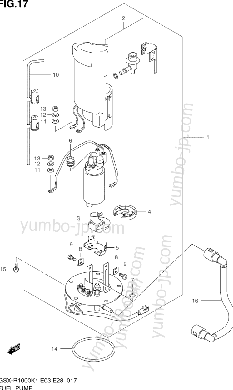 FUEL PUMP (MODEL K1) for motorcycles SUZUKI GSX-R1000 2001 year