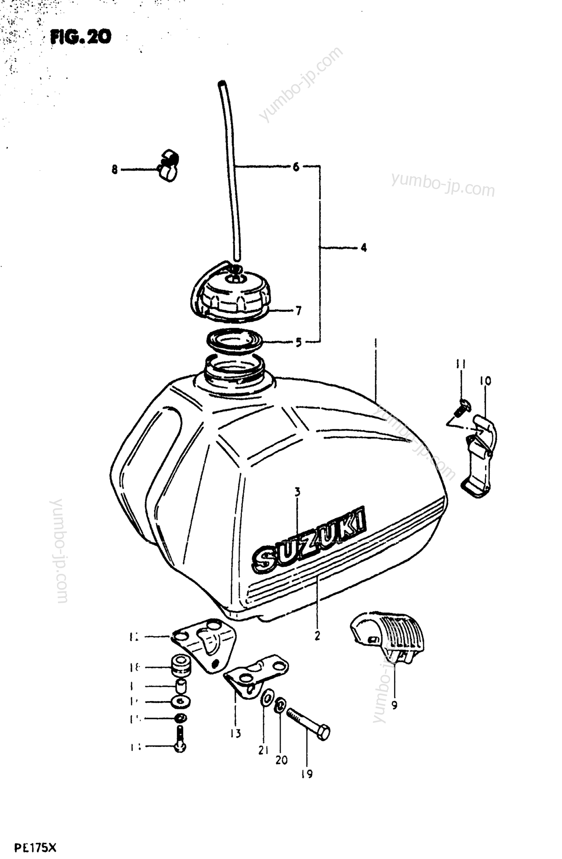 FUEL TANK (MODEL T) для мотоциклов SUZUKI PE175 1980 г.