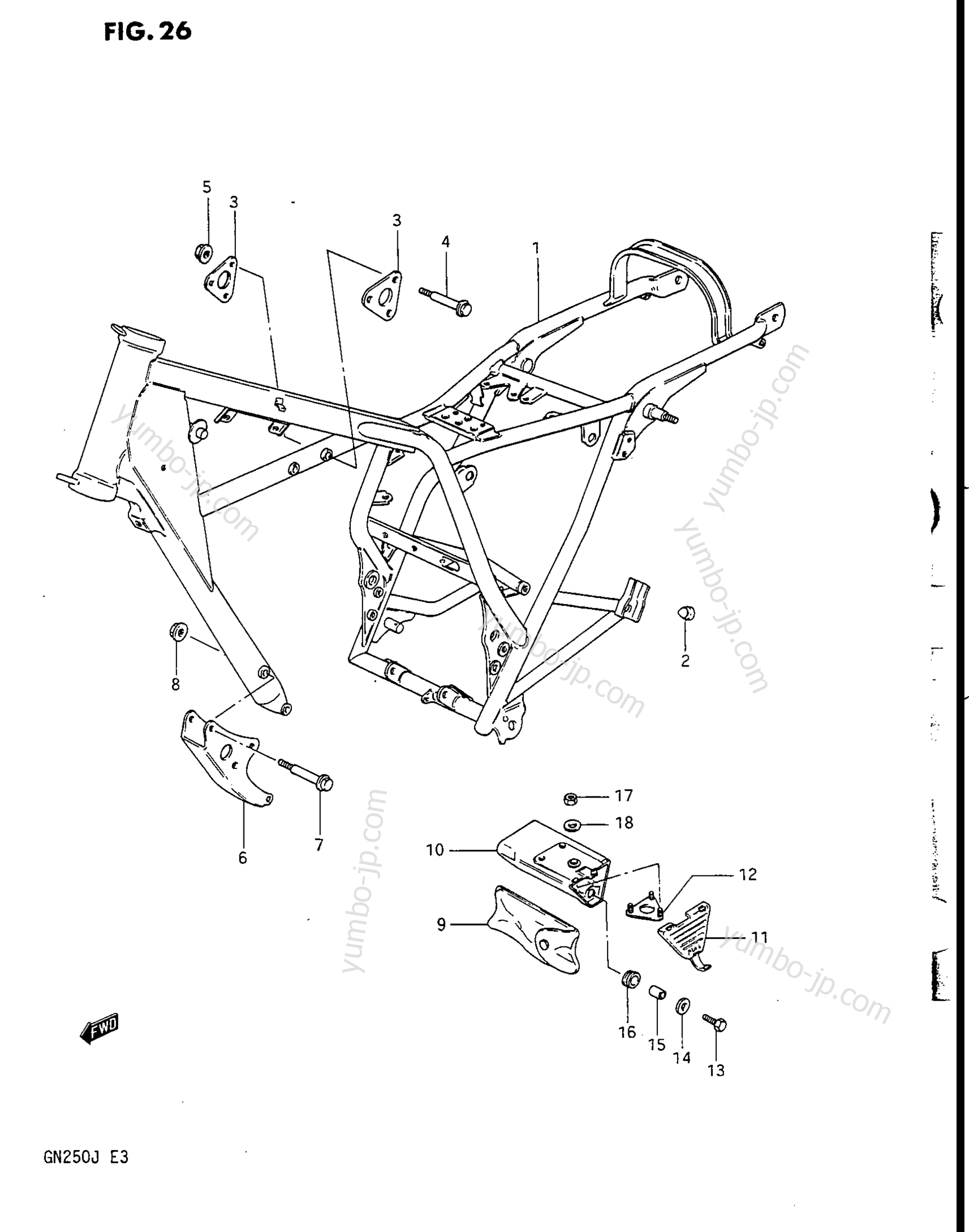 FRAME для мотоциклов SUZUKI 1985, (GN250) 1988 г.