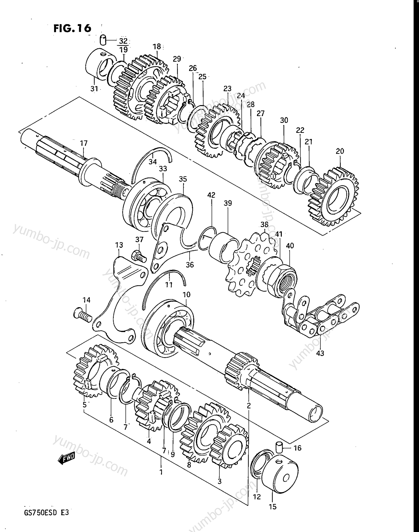TRANSMISSION for motorcycles SUZUKI GS750E 1983 year