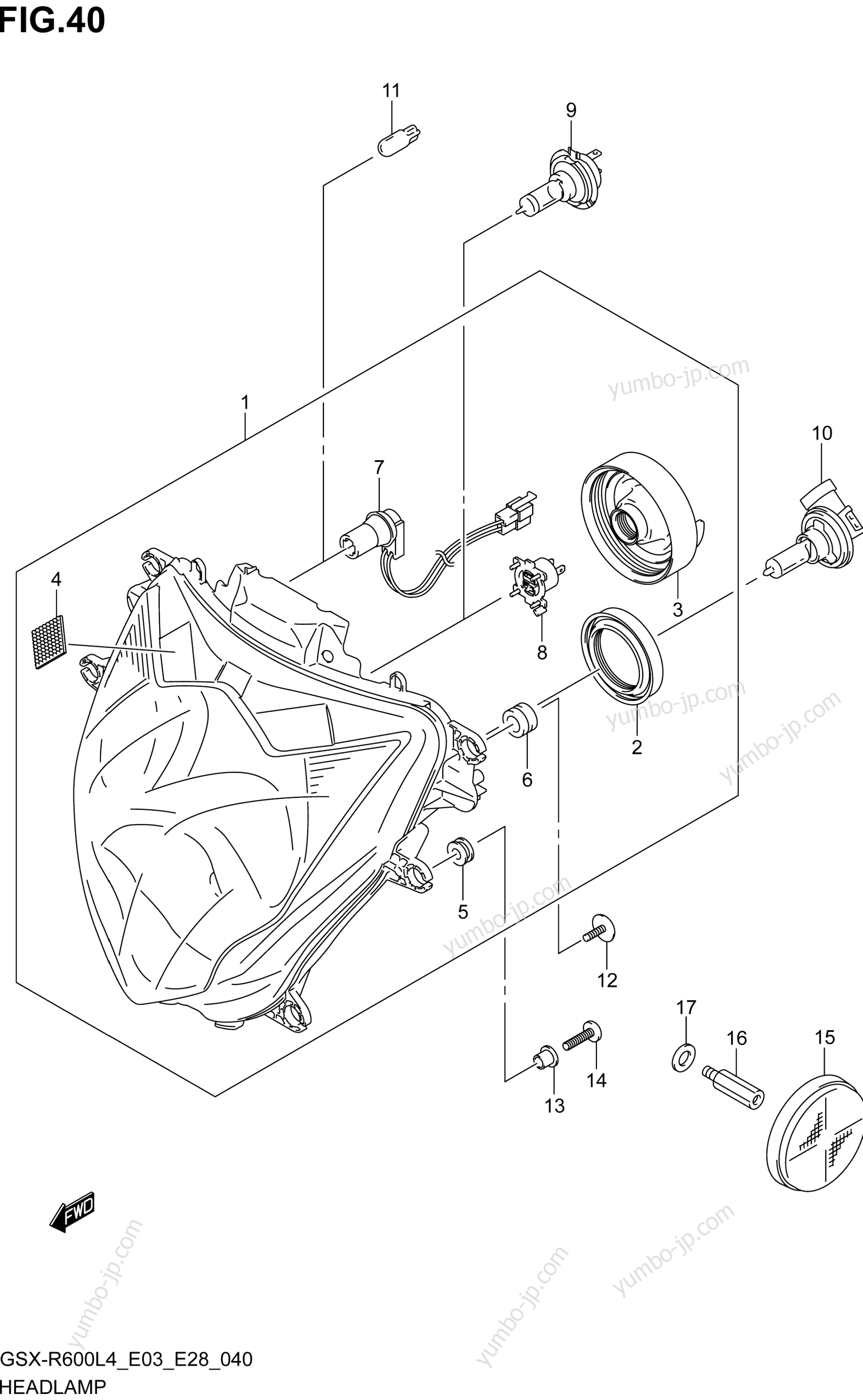 HEADLAMP (GSX-R600L4 E33) for motorcycles SUZUKI GSX-R600 2014 year
