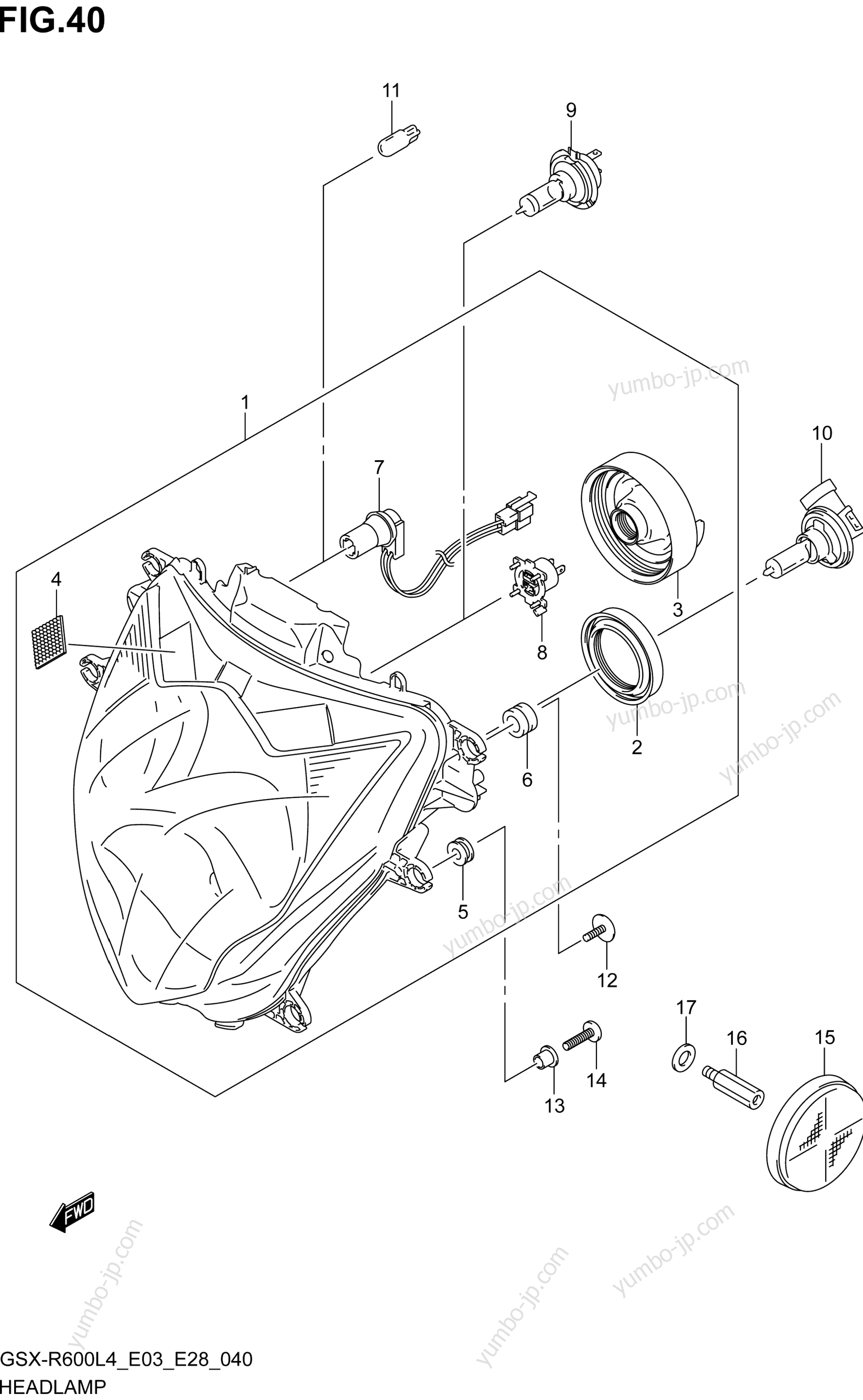 HEADLAMP (GSX-R600L4 E33) для мотоциклов SUZUKI GSX-R600 2014 г.