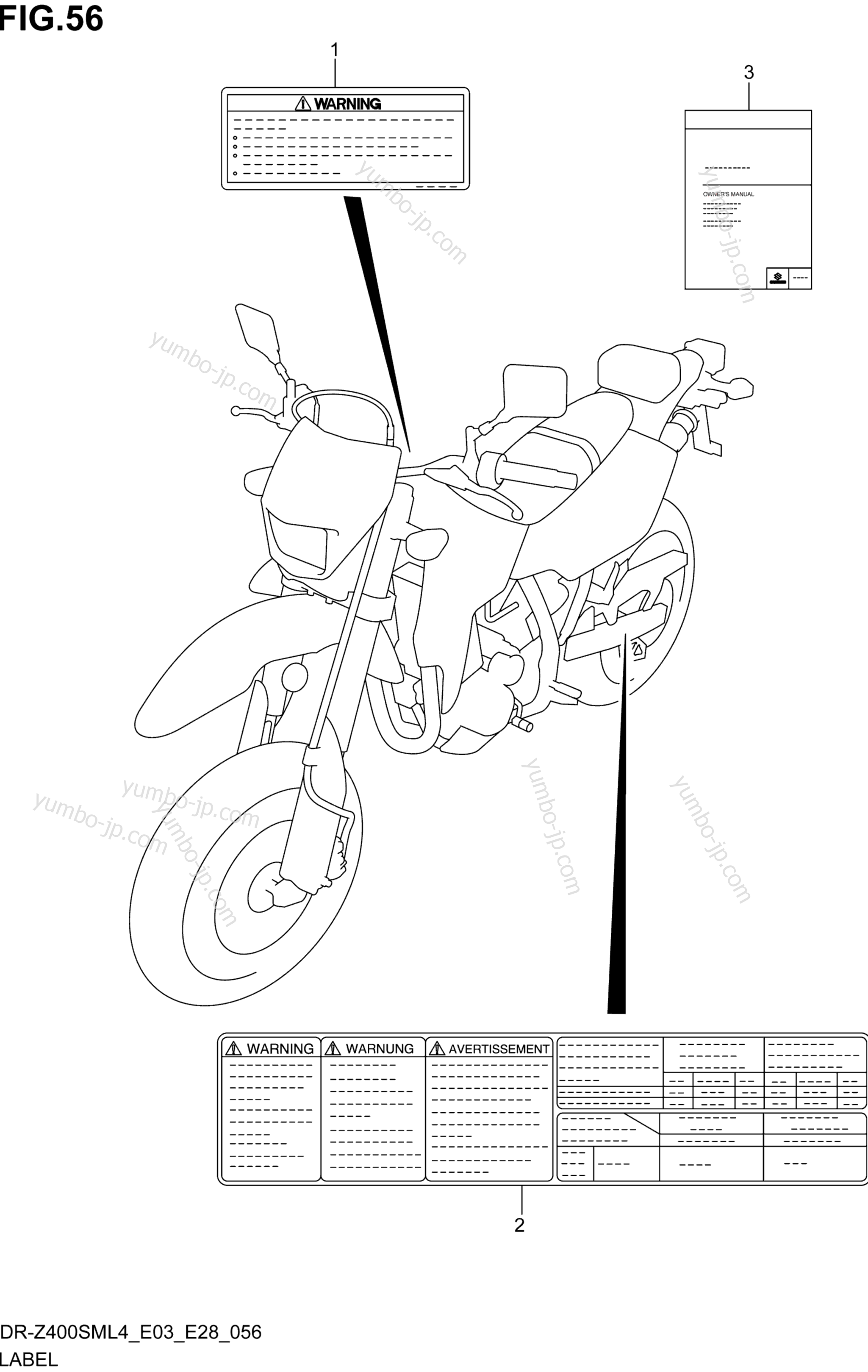 LABEL (DR-Z400SML4 E28) for motorcycles SUZUKI DR-Z400SM 2014 year