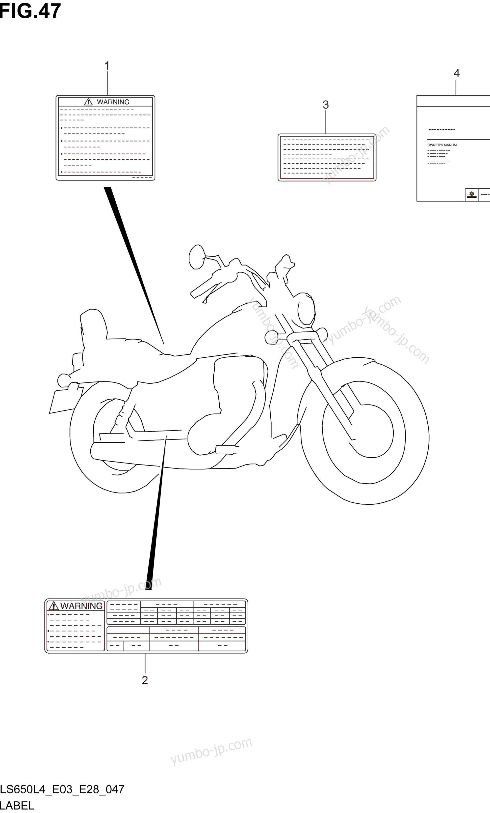LABEL (LS650L4 E03) for motorcycles SUZUKI LS650 2014 year