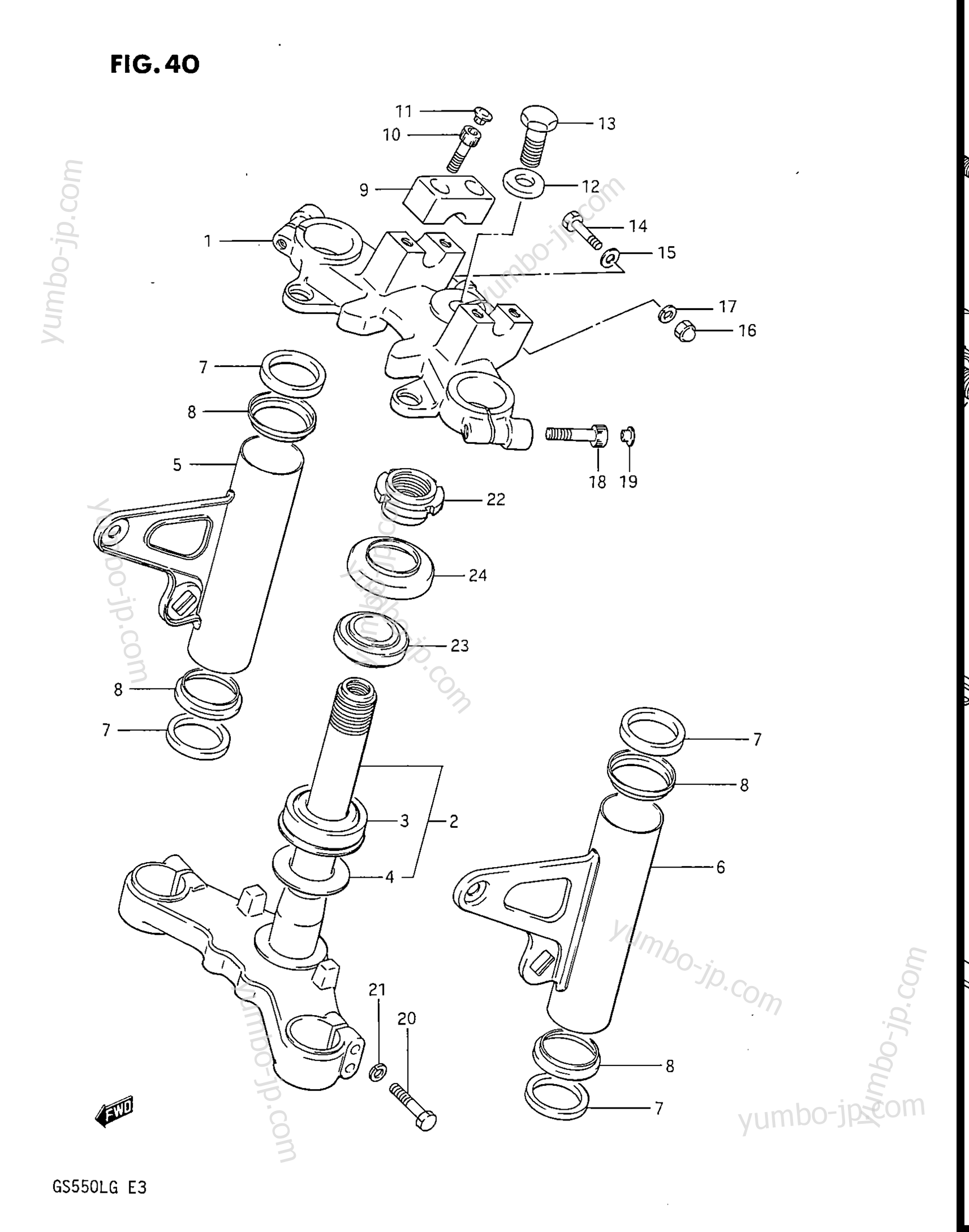 STEERING STEM (MODEL G) for motorcycles SUZUKI GS550L 1985 year