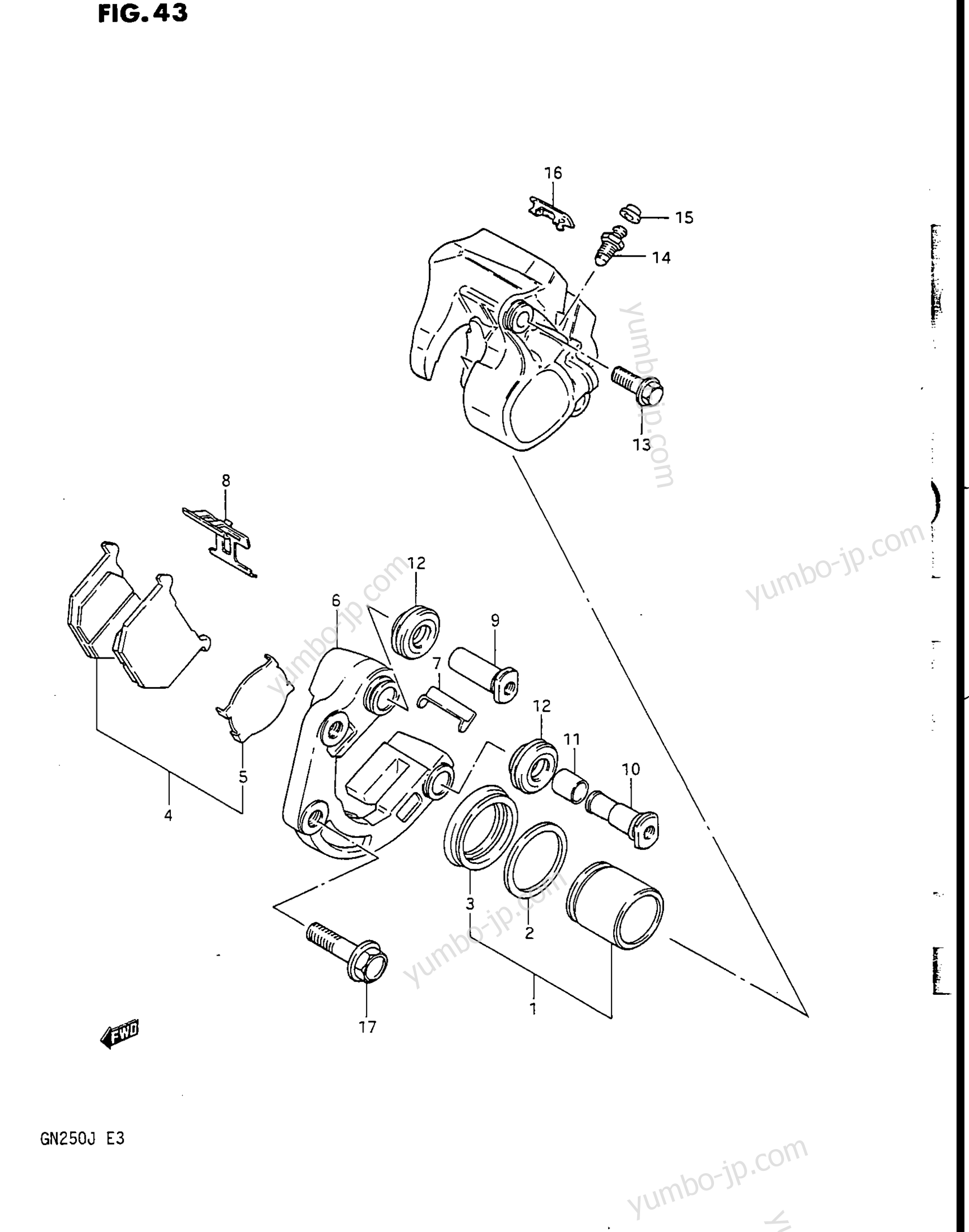 FRONT CALIPERS (MODEL J) для мотоциклов SUZUKI 1985, (GN250) 1988 г.