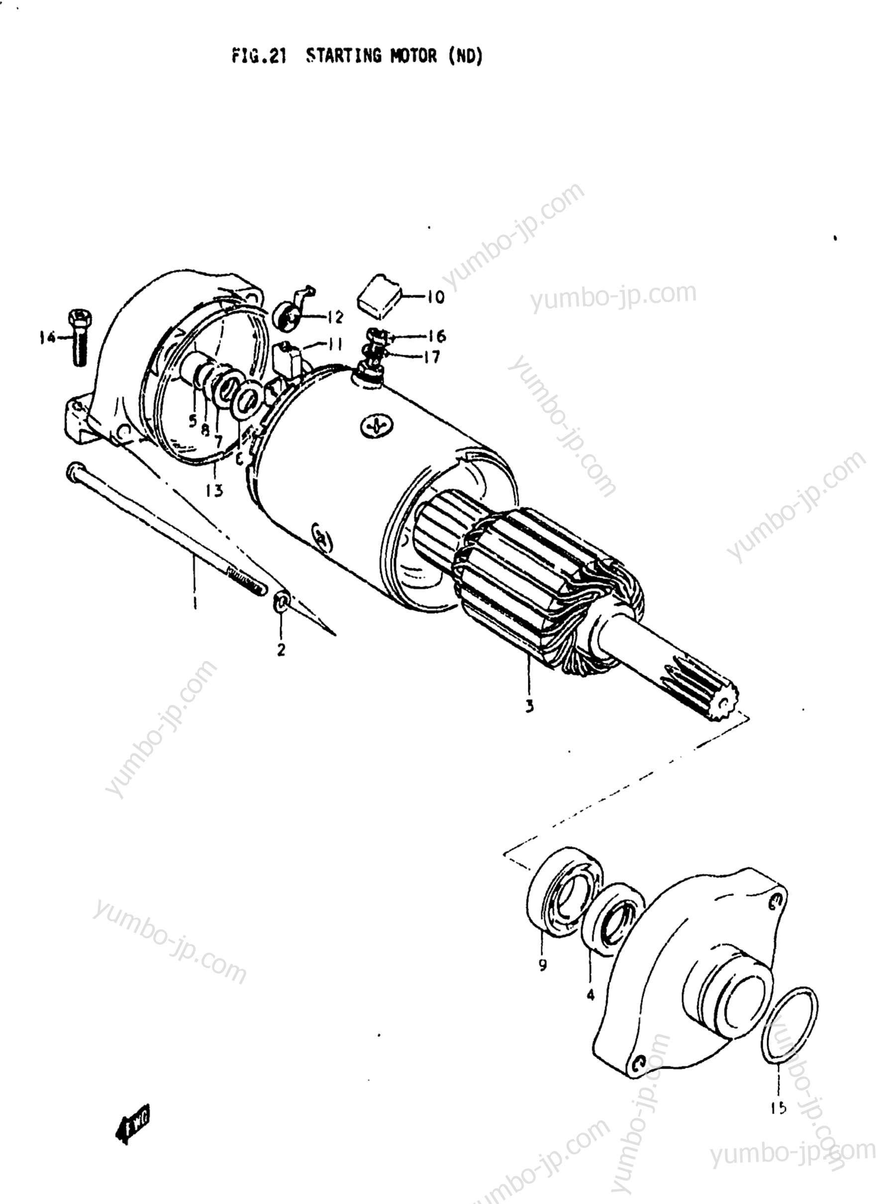 STARTING MOTOR (ND) for motorcycles SUZUKI GS750L 1979 year