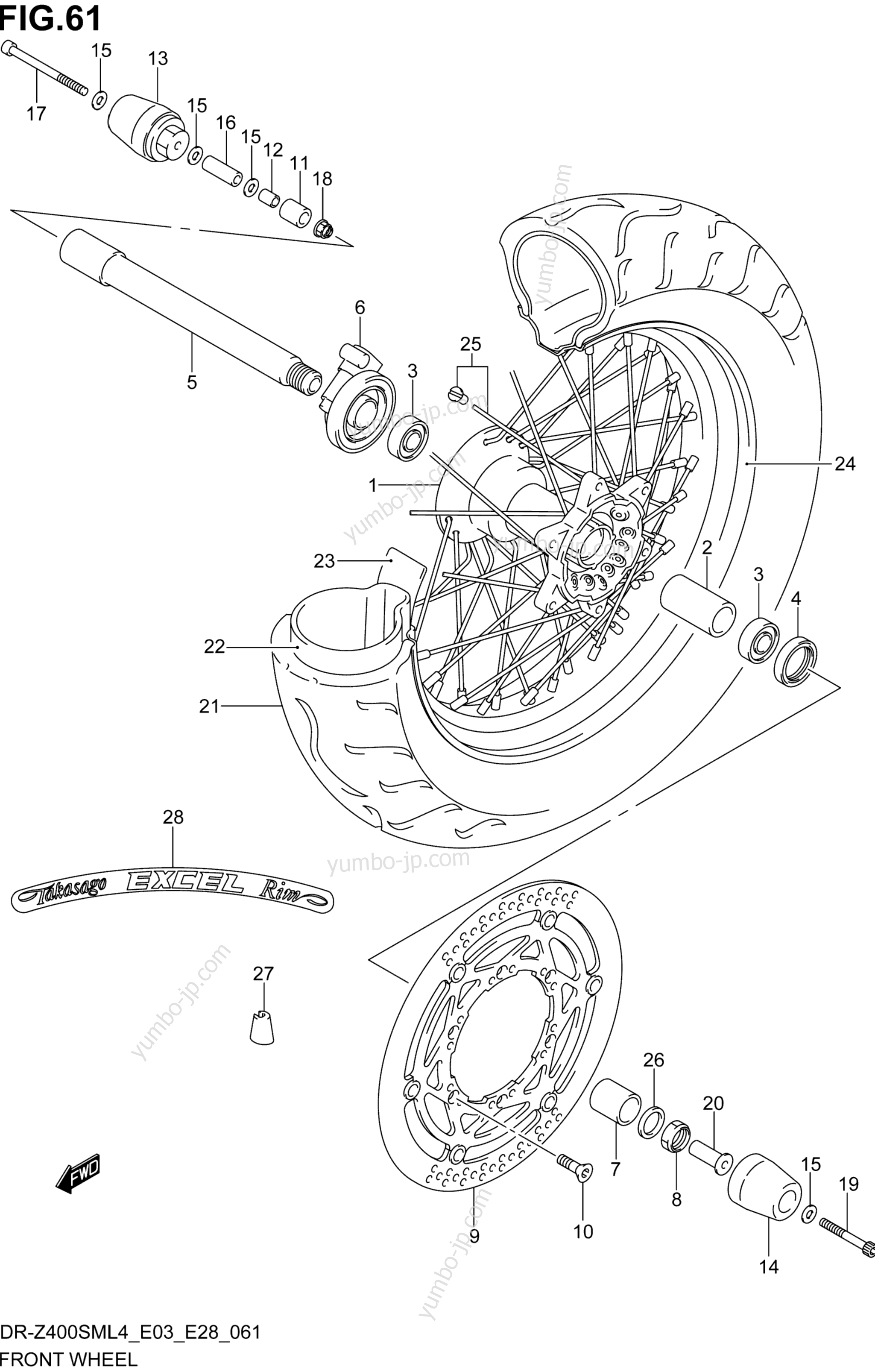 FRONT WHEEL for motorcycles SUZUKI DR-Z400SM 2014 year