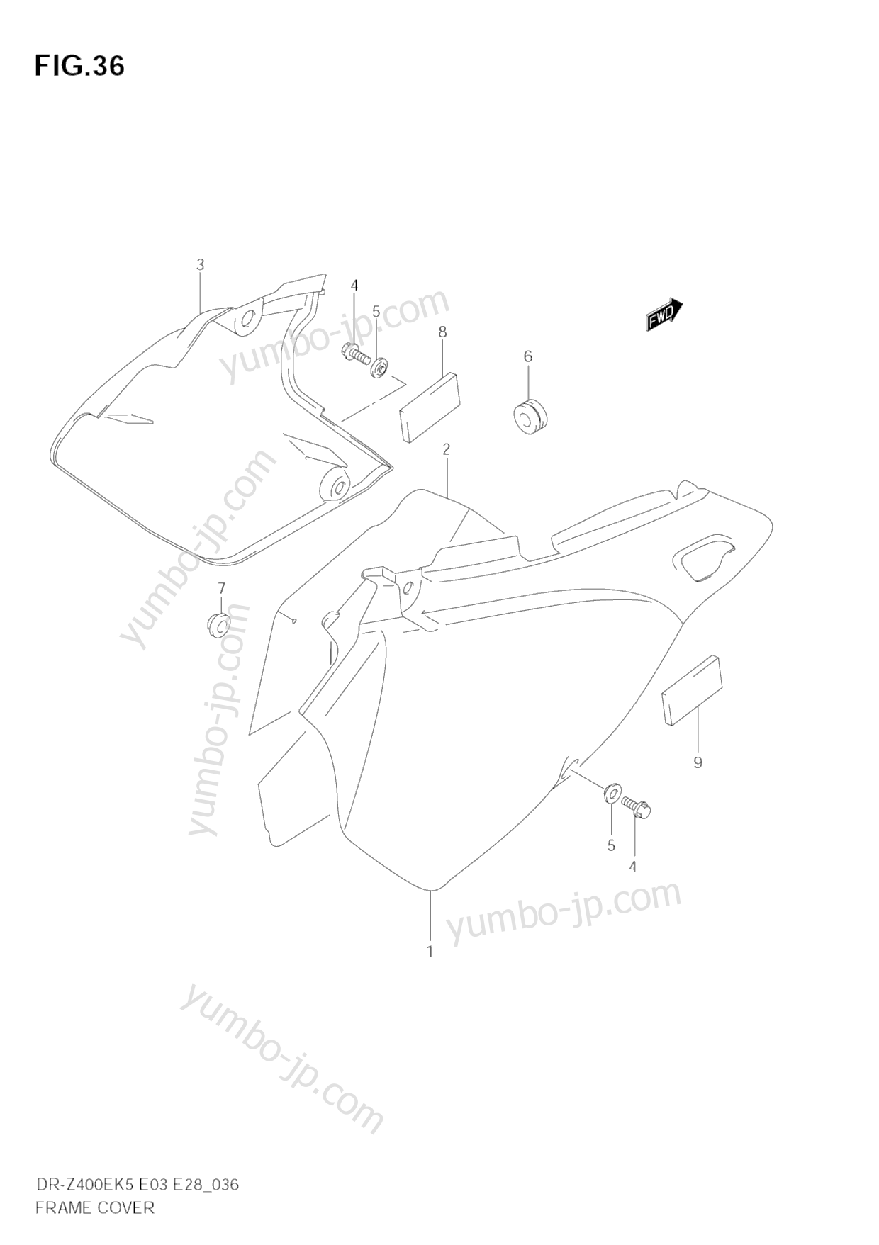 FRAME COVER for motorcycles SUZUKI DR-Z400E 2005 year