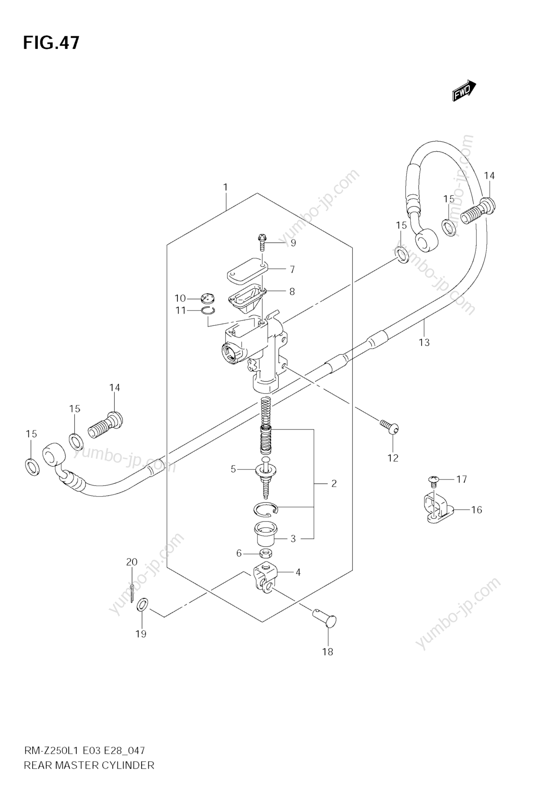 REAR MASTER CYLINDER for motorcycles SUZUKI RM-Z250 2011 year