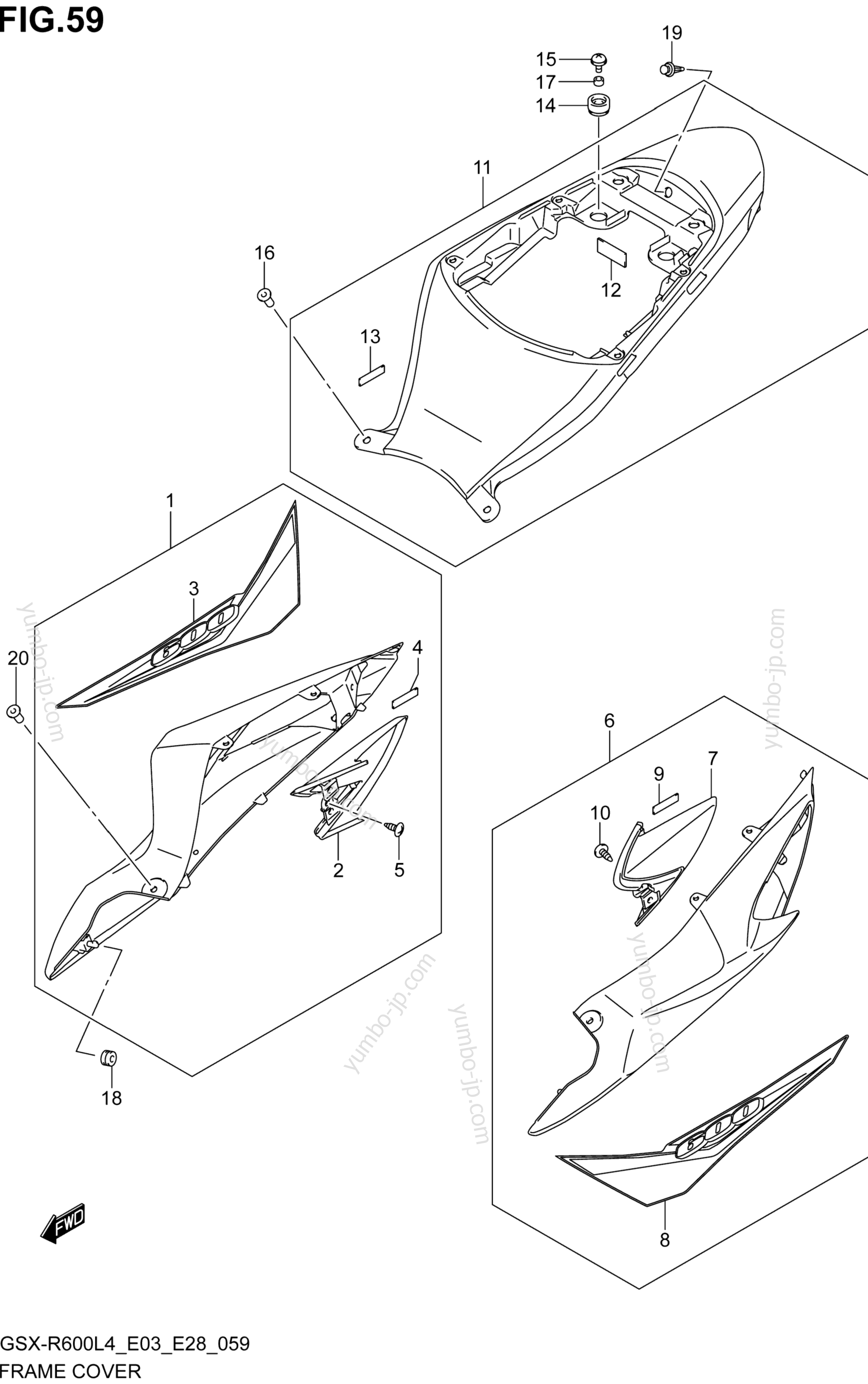 FRAME COVER (AGQ) for motorcycles SUZUKI GSX-R600 2014 year