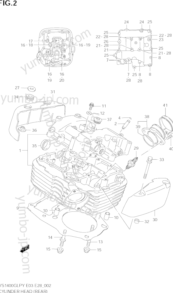 CYLINDER HEAD (REAR) для мотоциклов SUZUKI Intruder (VS1400GLP) 2002 г.