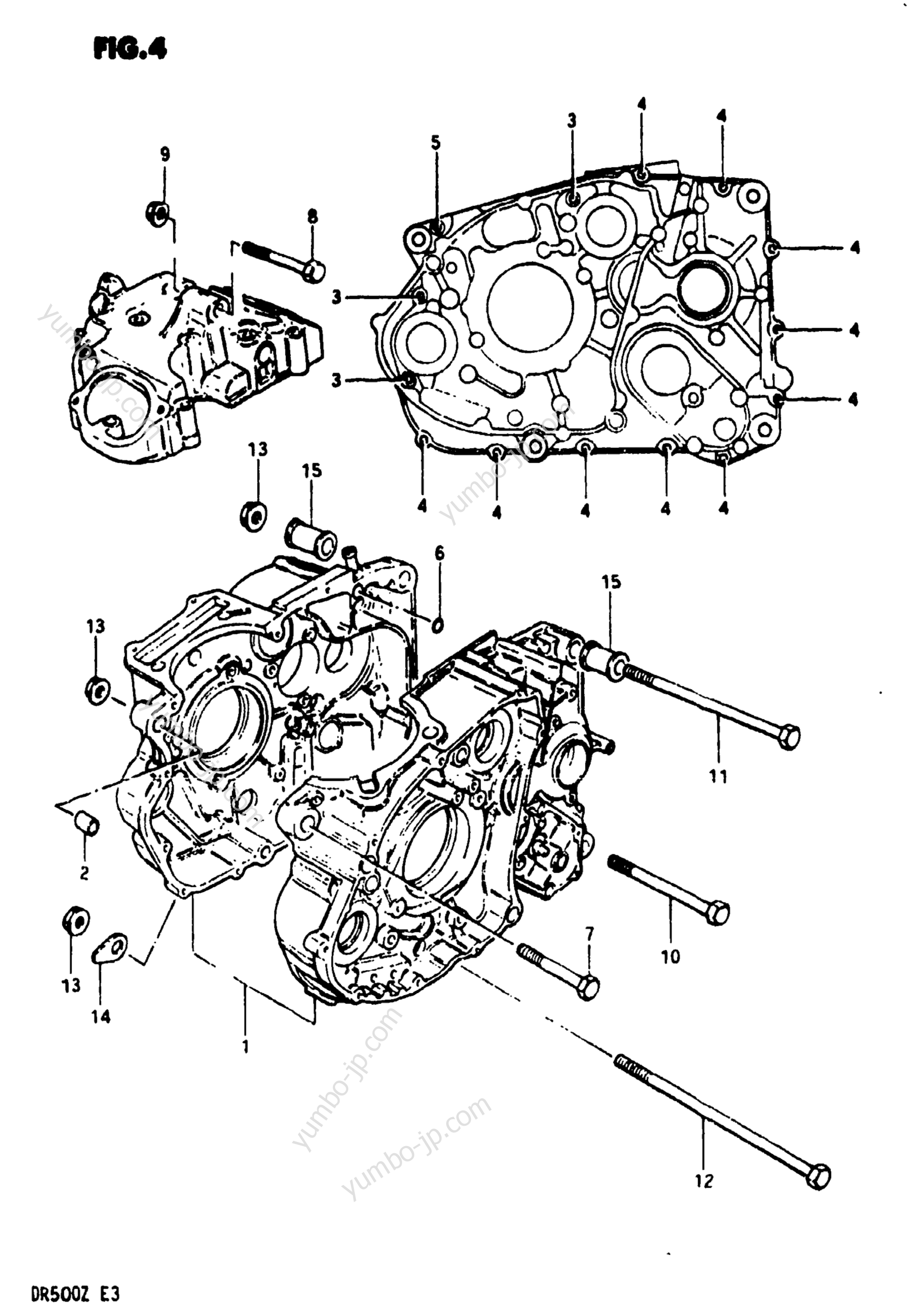 CRANKCASE (MODEL Z) for motorcycles SUZUKI DR500 1982 year