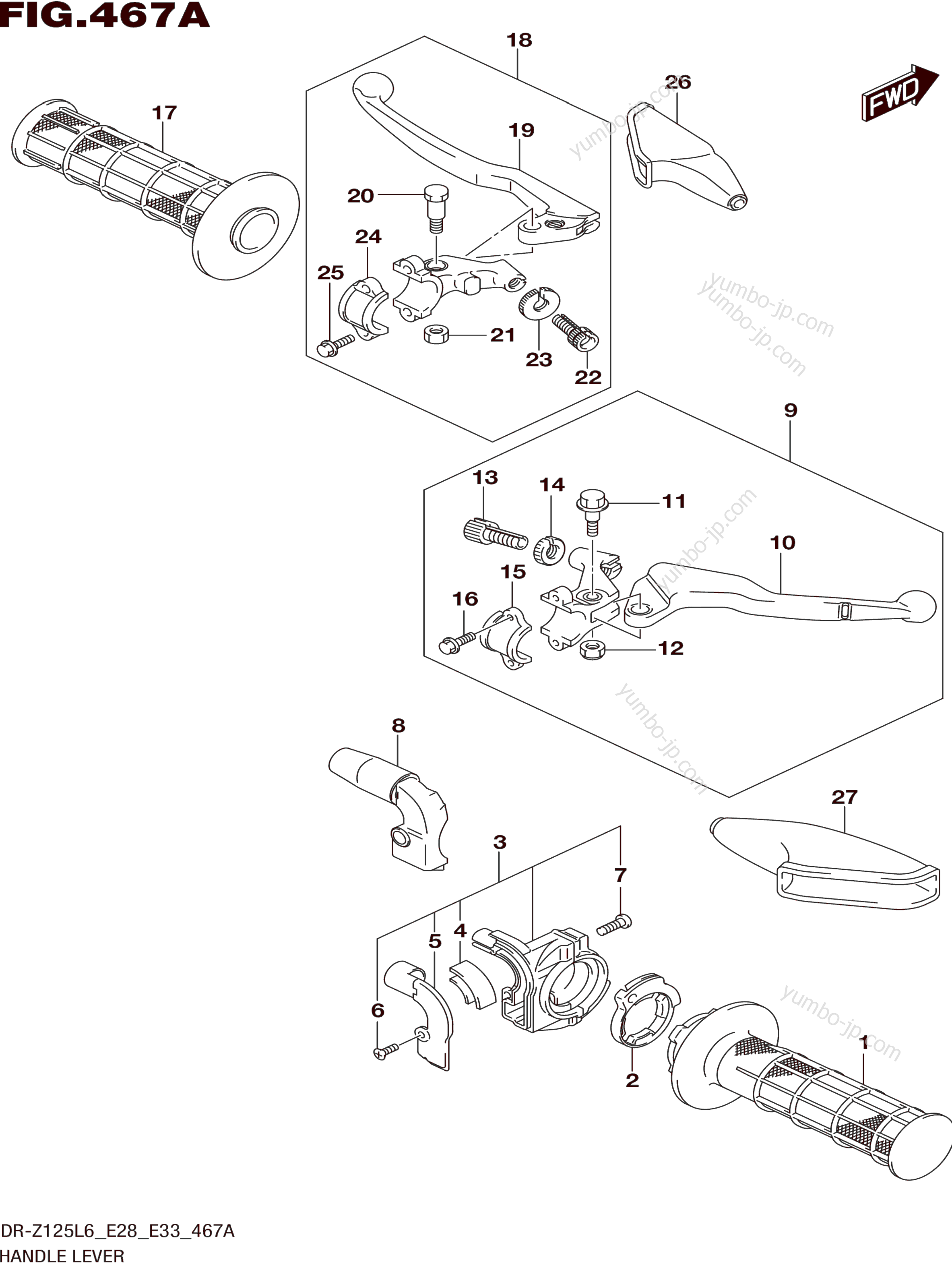 HANDLE LEVER (DR-Z125L6 E28) для мотоциклов SUZUKI DR-Z125 2016 г.