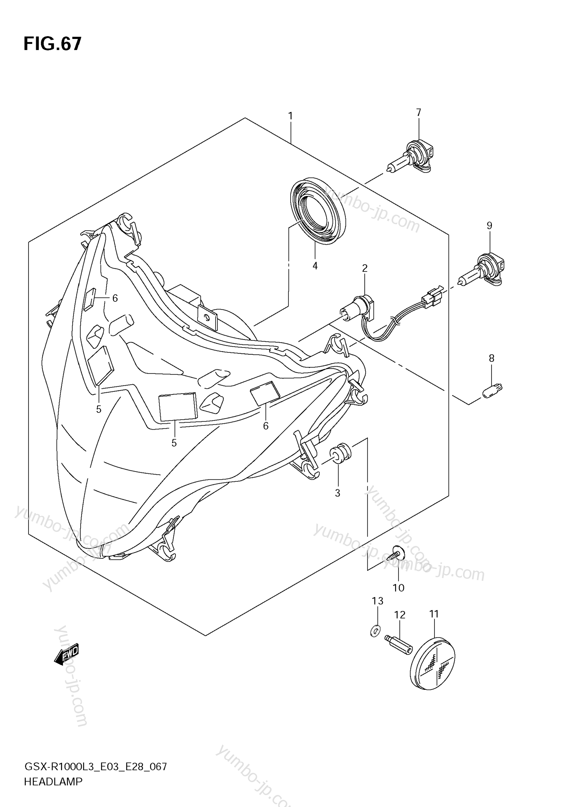 HEADLAMP (GSX-R1000L3 E28) для мотоциклов SUZUKI GSX-R1000 2013 г.
