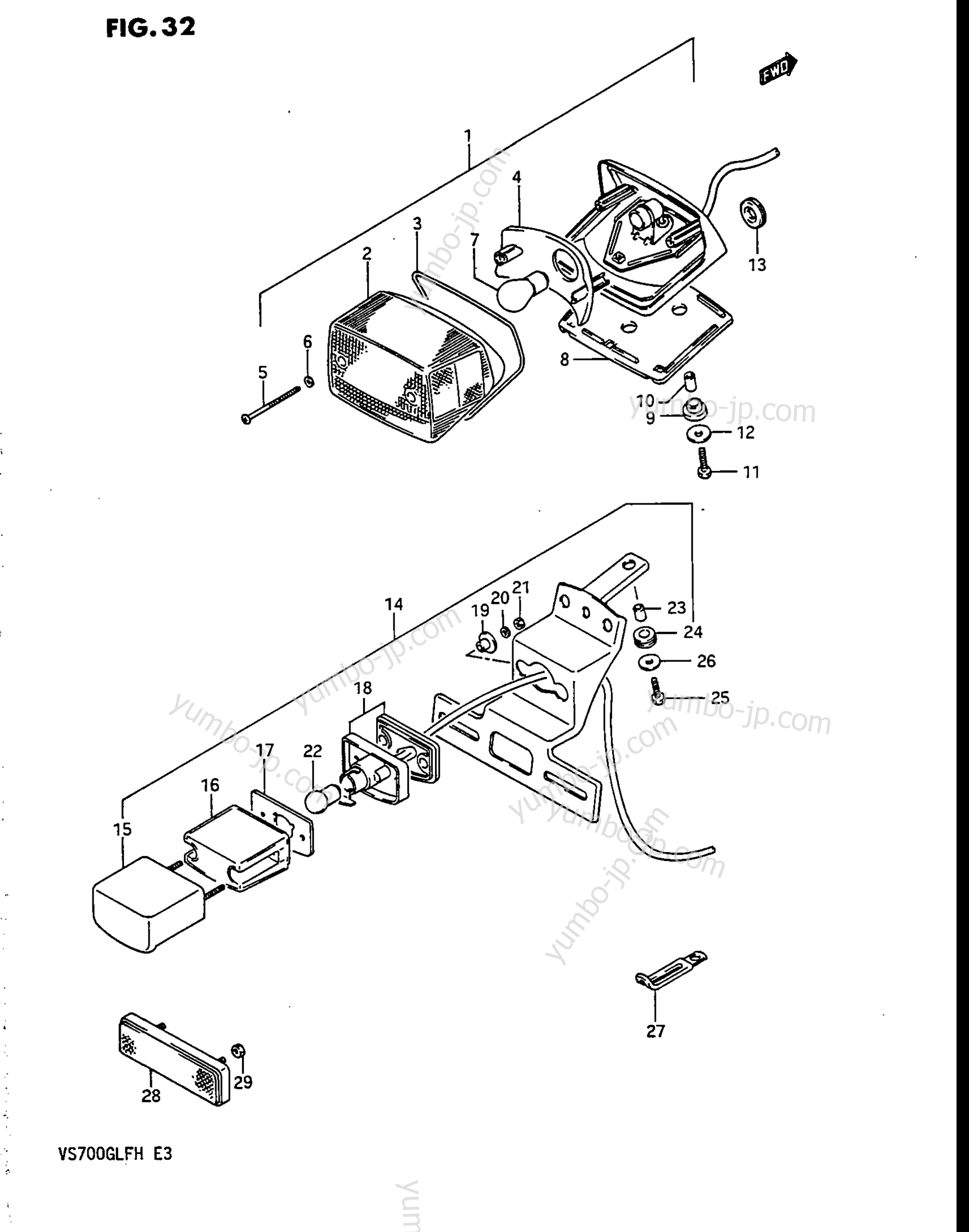 REAR COMBINATION LAMP для мотоциклов SUZUKI Intruder (VS700GLF) 1986 г.