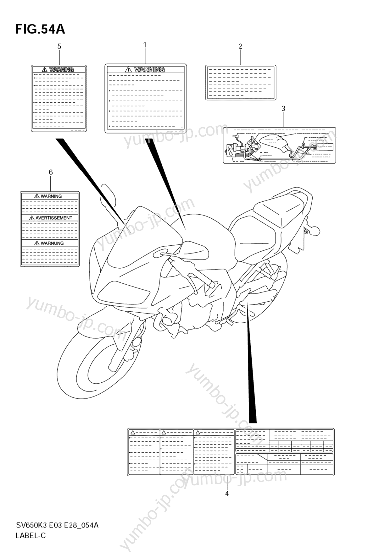 LABEL (MODEL K7) for motorcycles SUZUKI SV650 2003 year