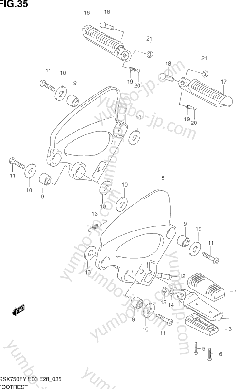 FOOTREST (MODEL W/X/Y) for motorcycles SUZUKI Katana (GSX750F) 2002 year